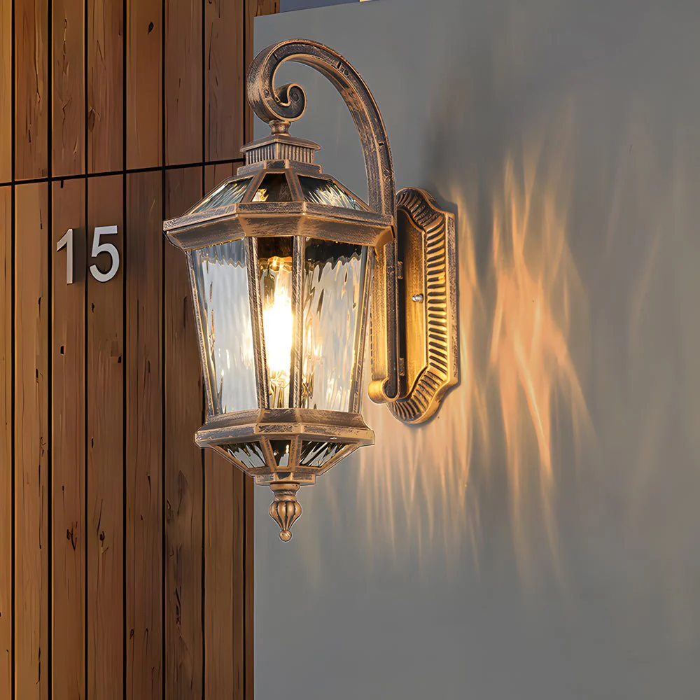 1-Light Black Clear Water Glass Outdoor Wall Light Lantern Wall Sconce Porch Wall Mounted Lights Exterior Wall Lamp - Image 5