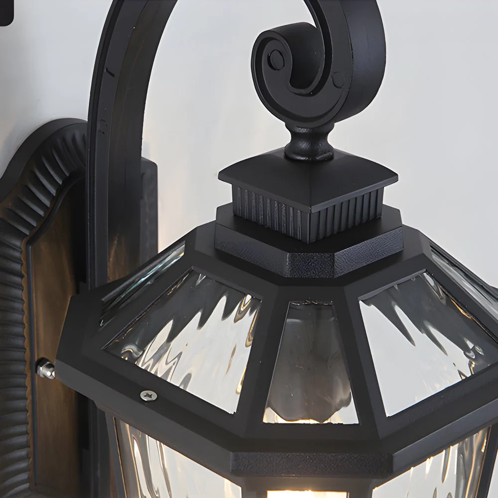 1-Light Black Clear Water Glass Outdoor Wall Light Lantern Wall Sconce Porch Wall Mounted Lights Exterior Wall Lamp - Image 9