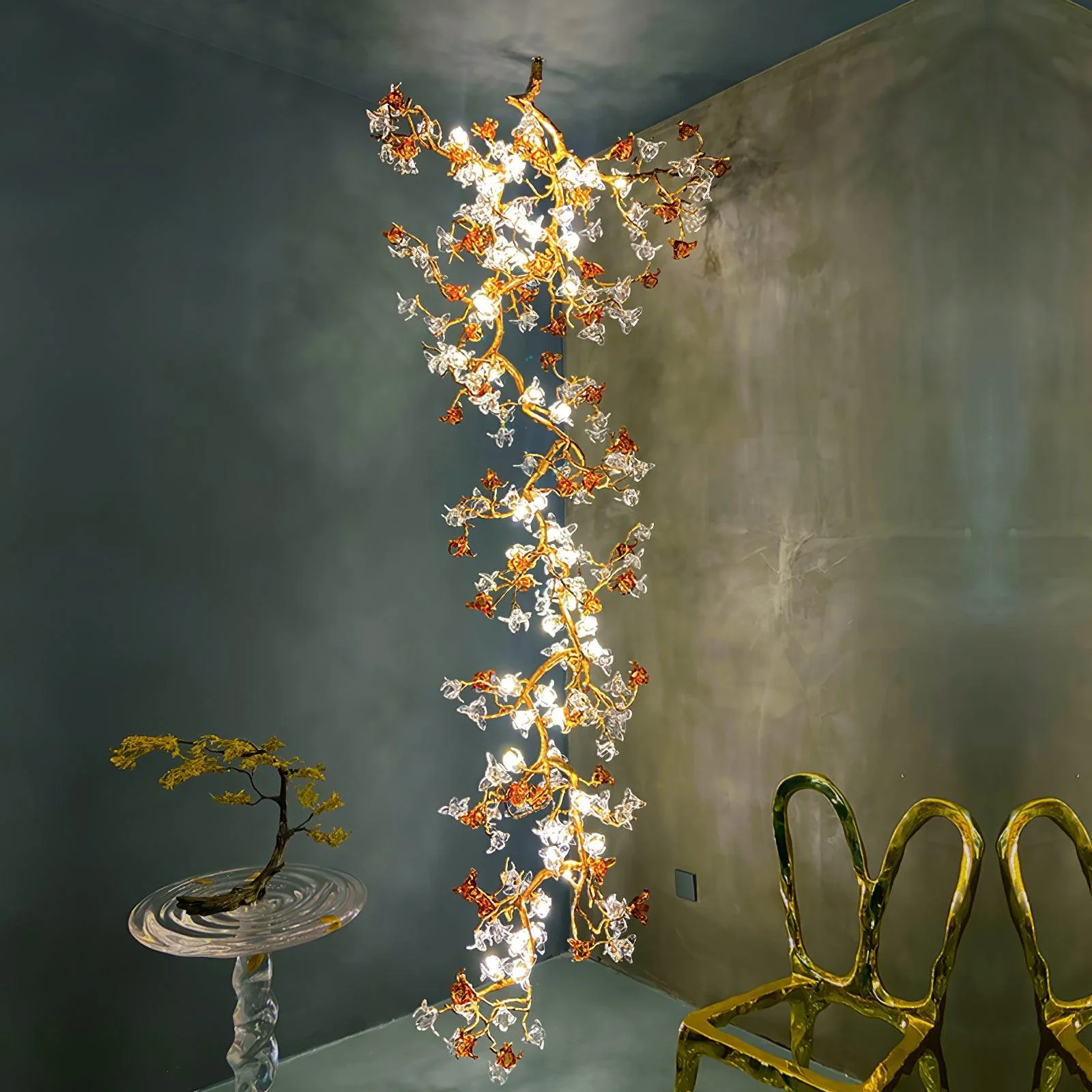 Aare Maple Branch Brass Crystal Chandelier - Image 4