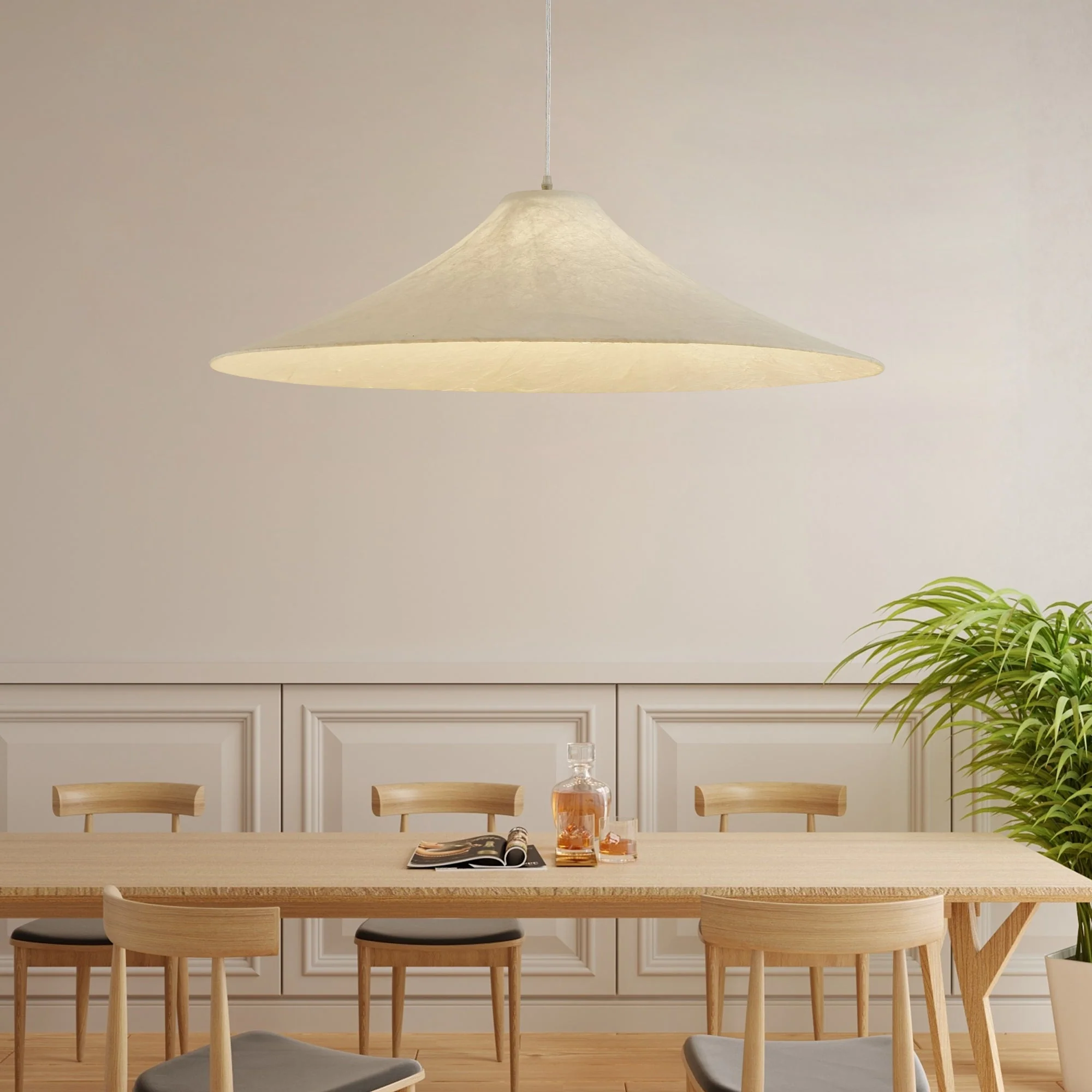 Abbotswell Modern Minimalist Natural Flat Pendant Lamp - Image 3