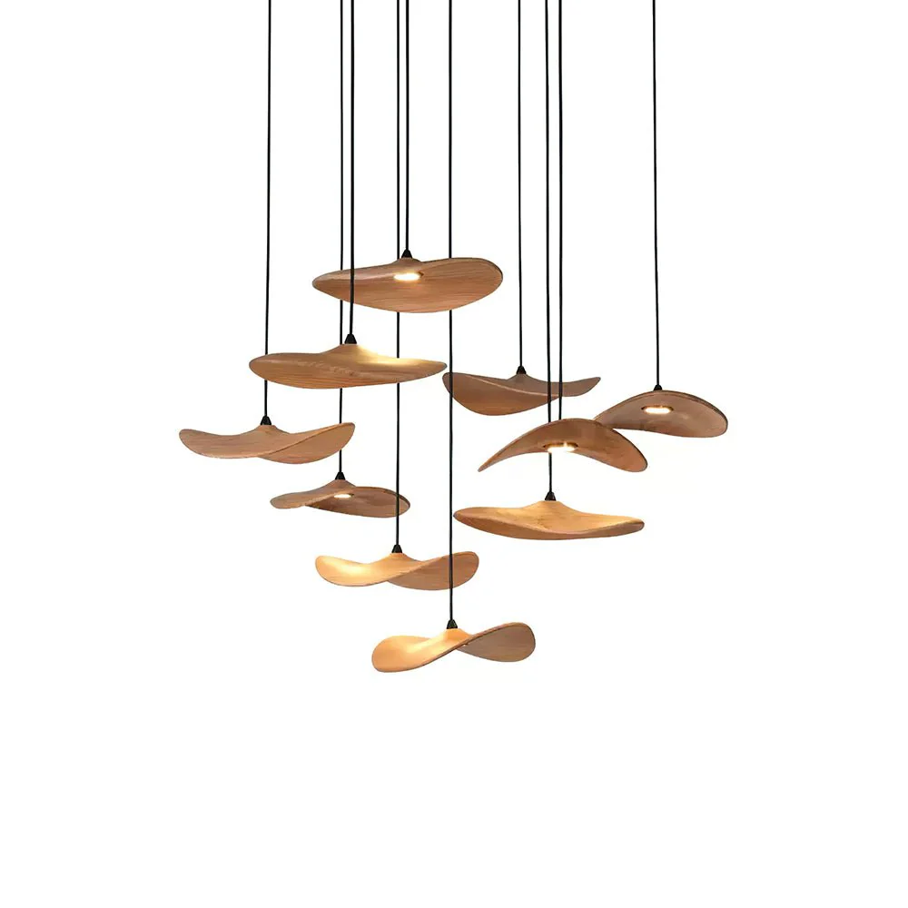 Abbott Modern Minimalist Empty Leaf Wood Chandelier - Image 13