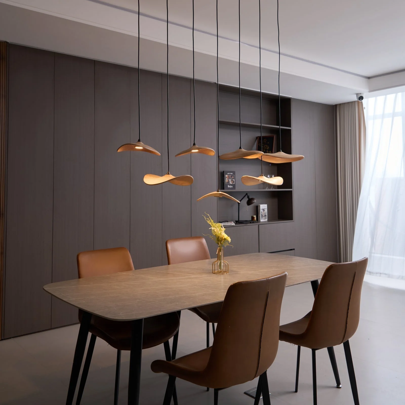 Abbott Modern Minimalist Empty Leaf Wood Chandelier - Image 28