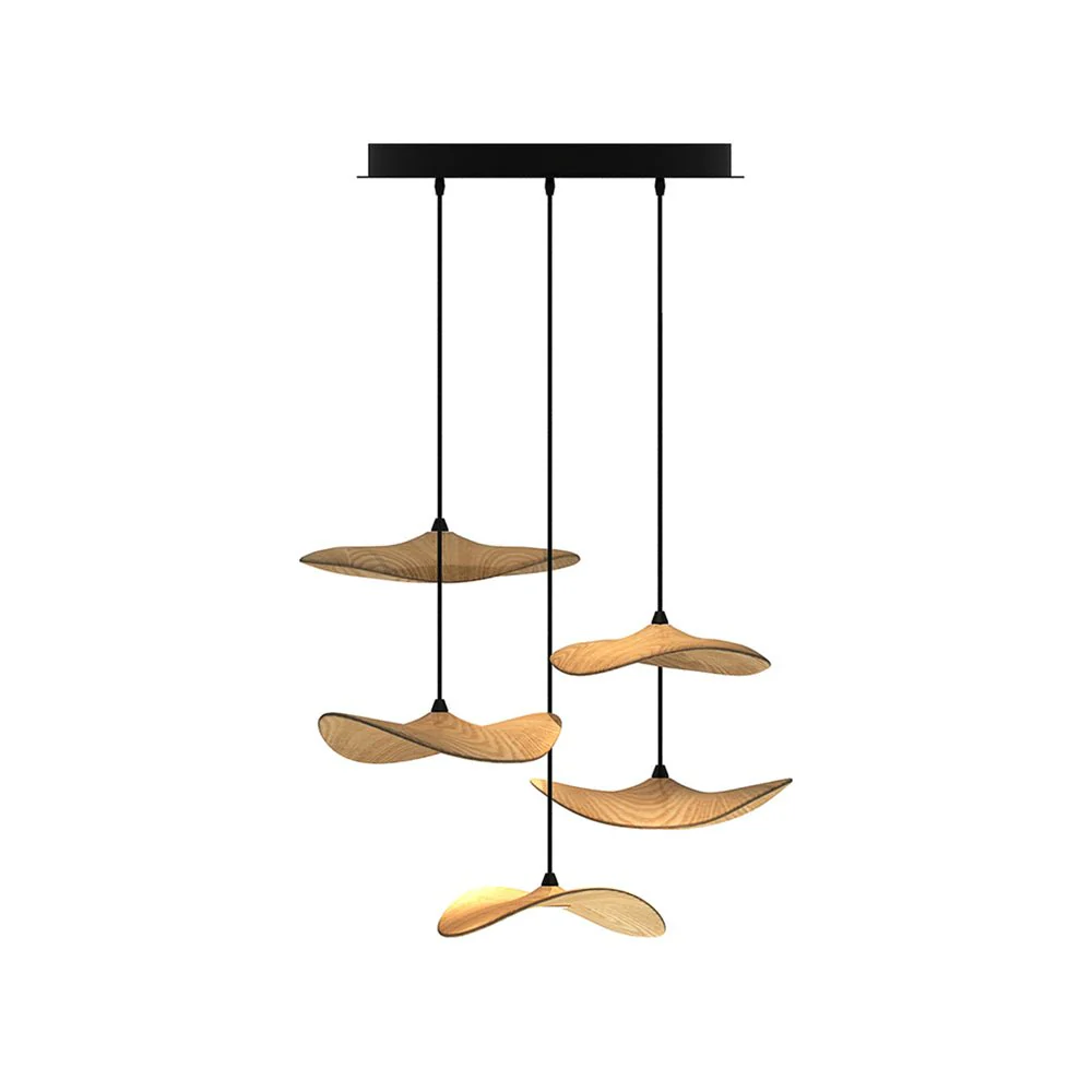 Abbott Modern Minimalist Empty Leaf Wood Chandelier - Image 66