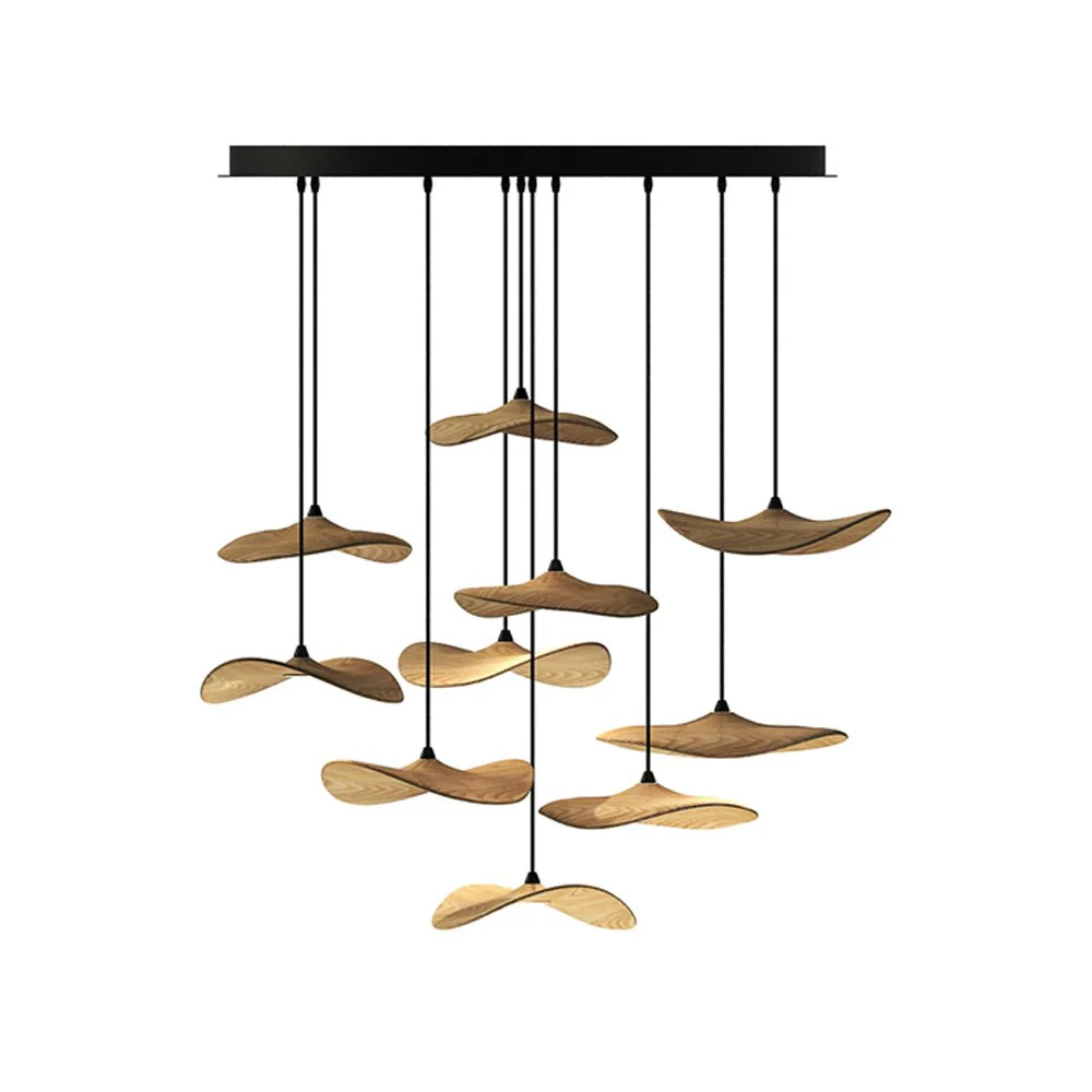 Abbott Modern Minimalist Empty Leaf Wood Chandelier - Image 73