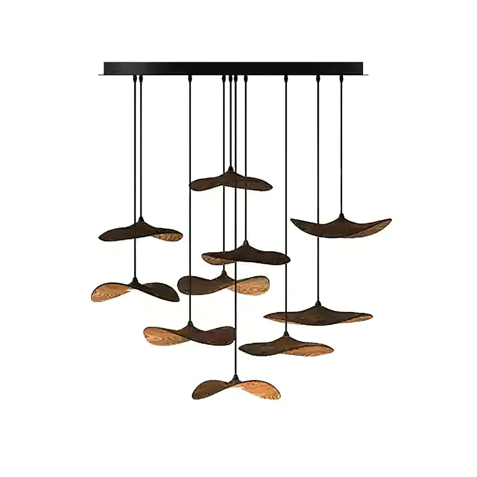 Abbott Modern Minimalist Empty Leaf Wood Chandelier - Image 74