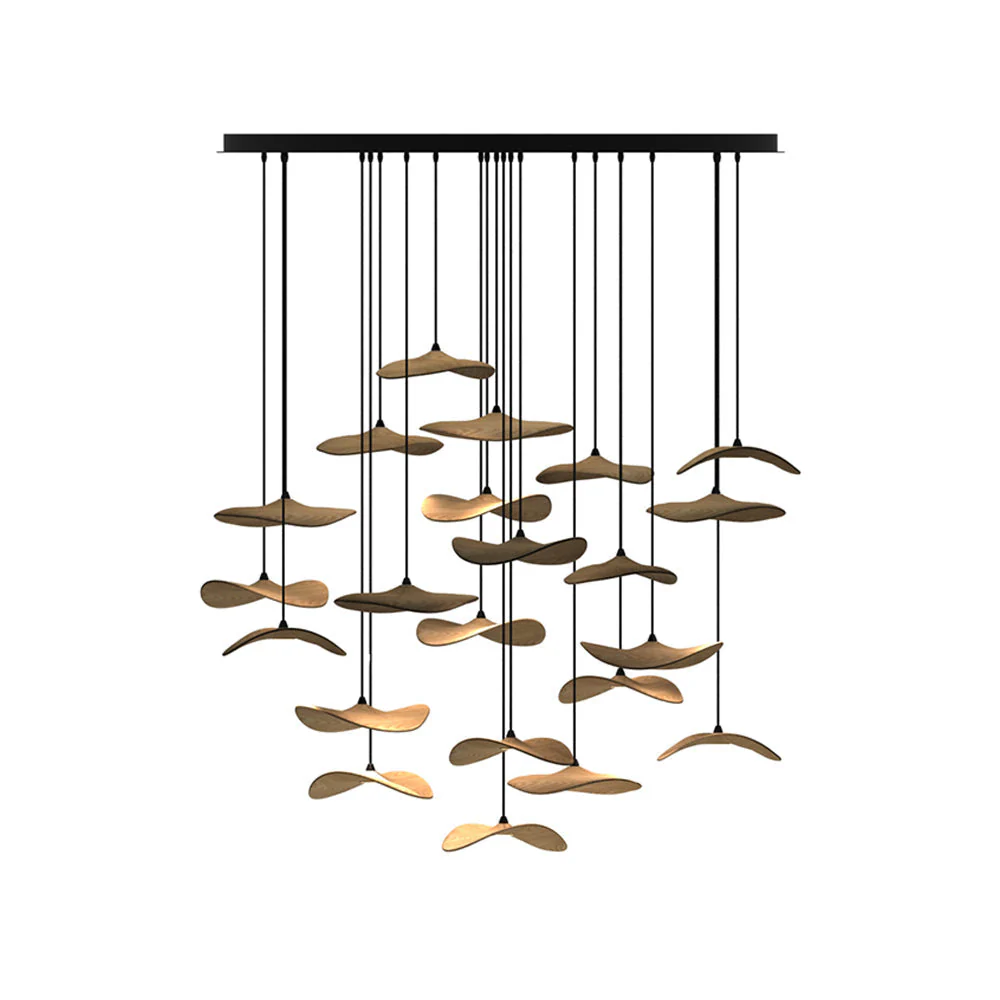 Abbott Modern Minimalist Empty Leaf Wood Chandelier - Image 83