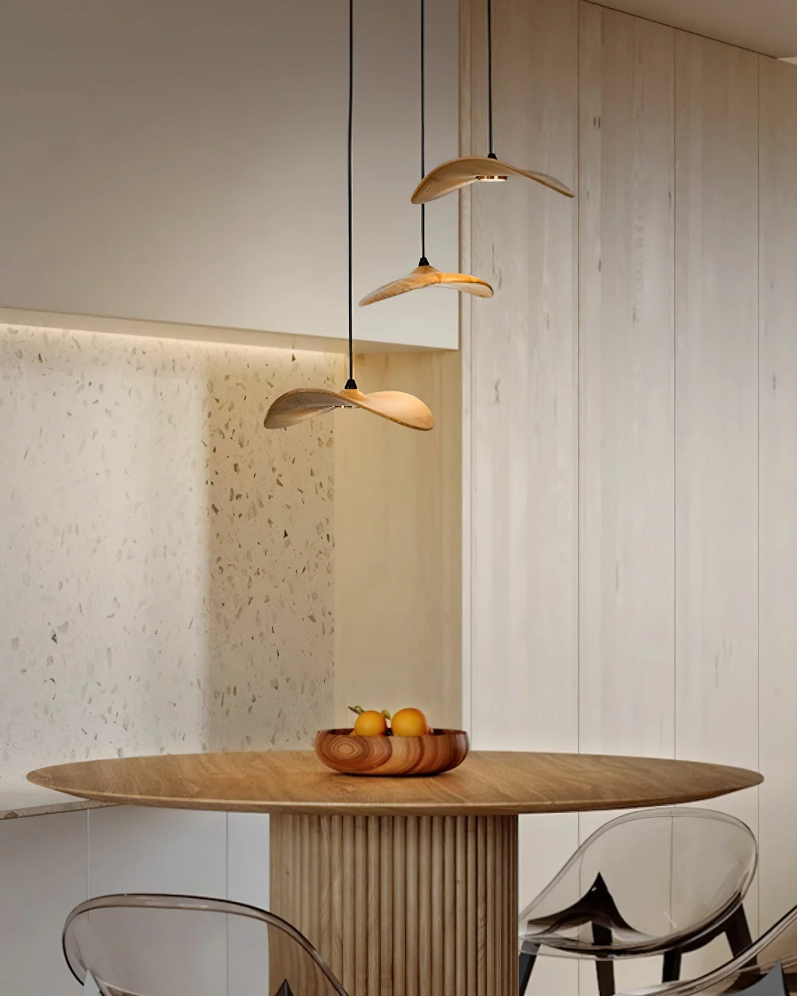 Abbott Modern Minimalist Empty Leaf Wood Chandelier - Image 86