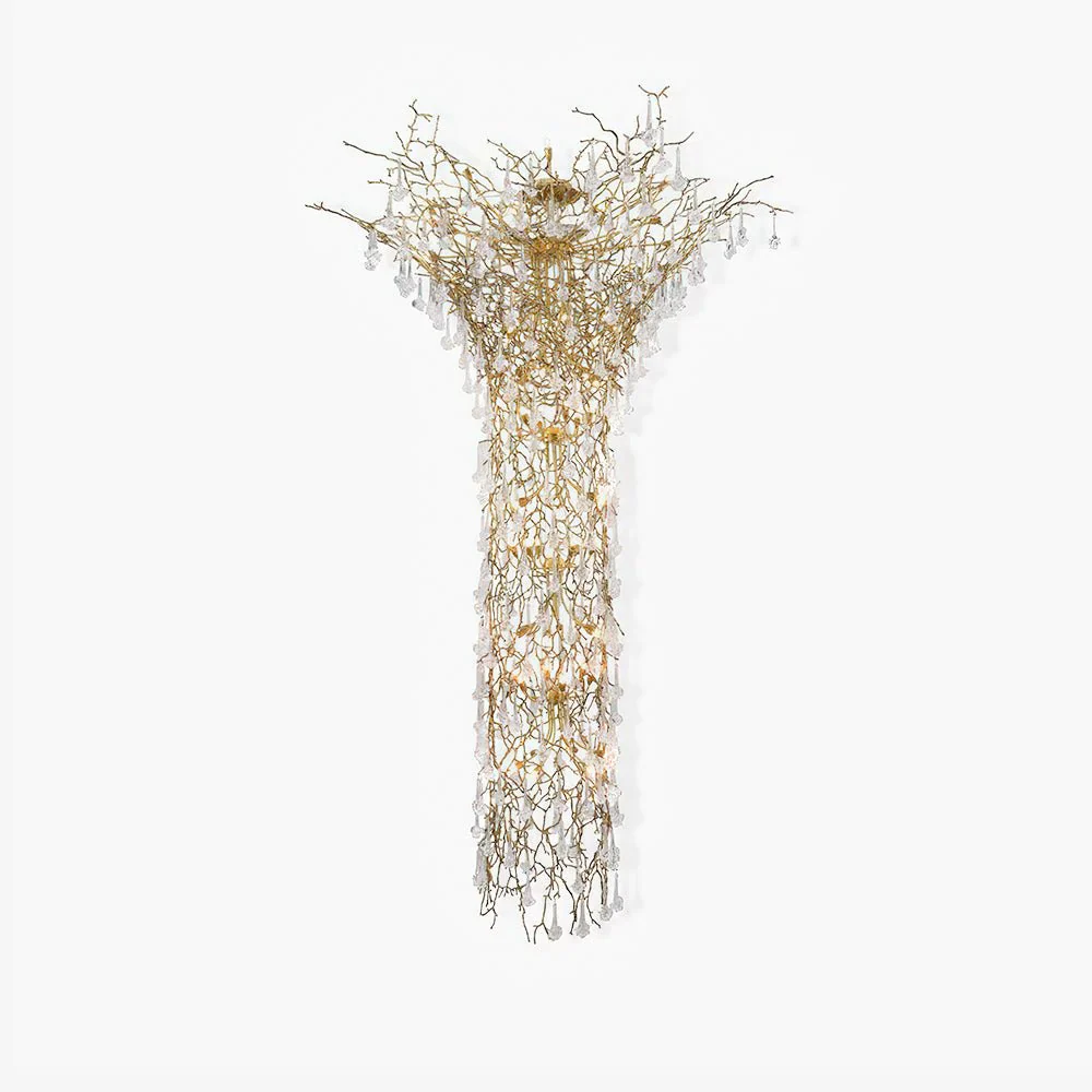 Abeleisa Tree Branch Staircase Brass Crystal Chandelier - Image 14