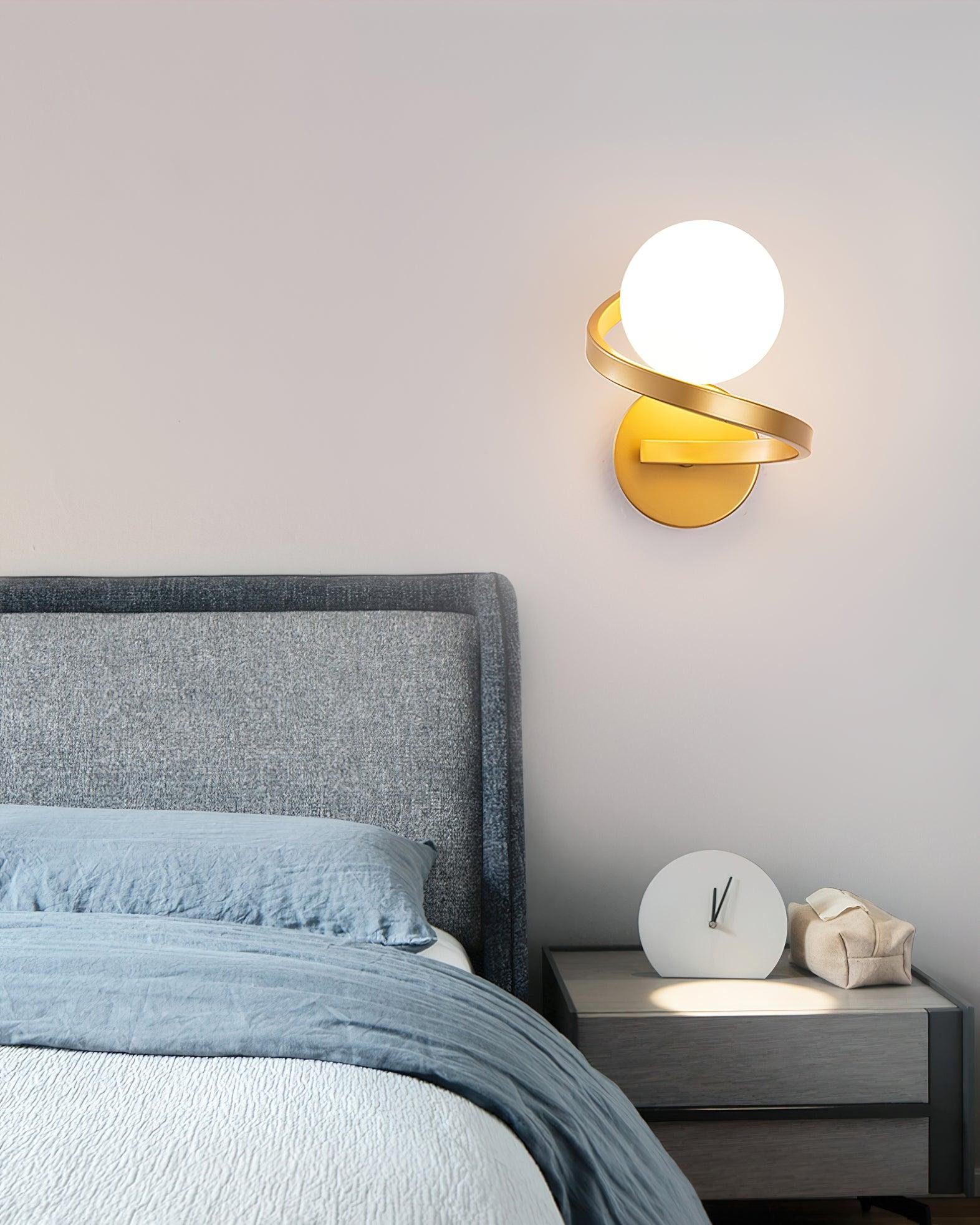 Abner Curved Modern Minimalist Brass Glass Wall Lamp - Image 11