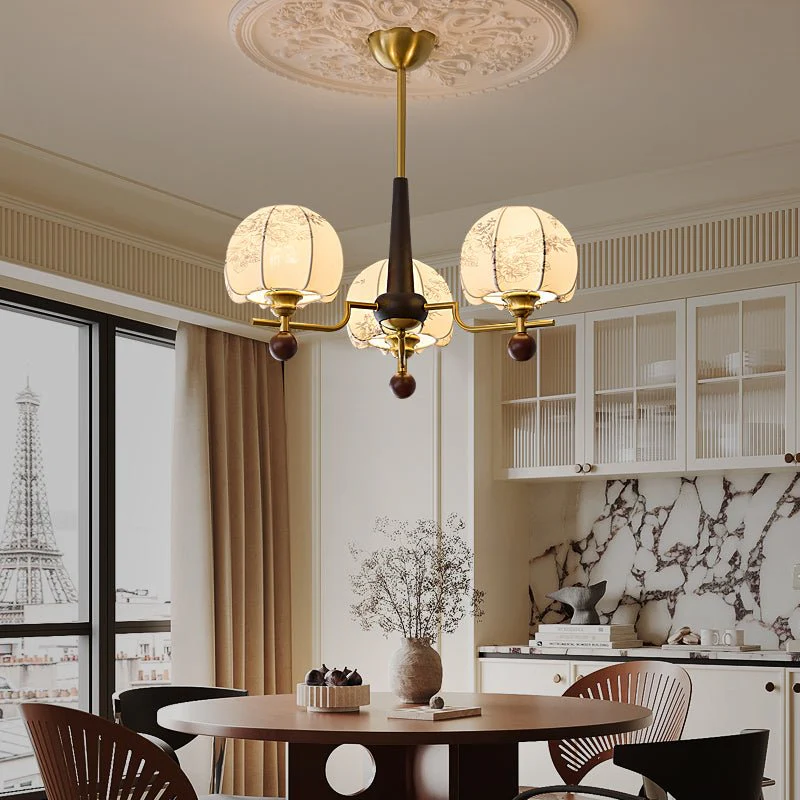 Acarira Premium Nordic Art Bloom Wood Fabric Chandelier - Image 2
