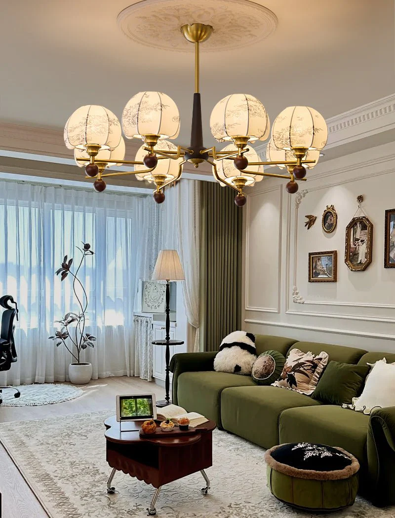 Acarira Premium Nordic Art Bloom Wood Fabric Chandelier - Image 3
