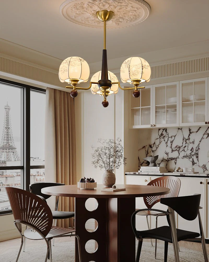 Acarira Premium Nordic Art Bloom Wood Fabric Chandelier - Image 7