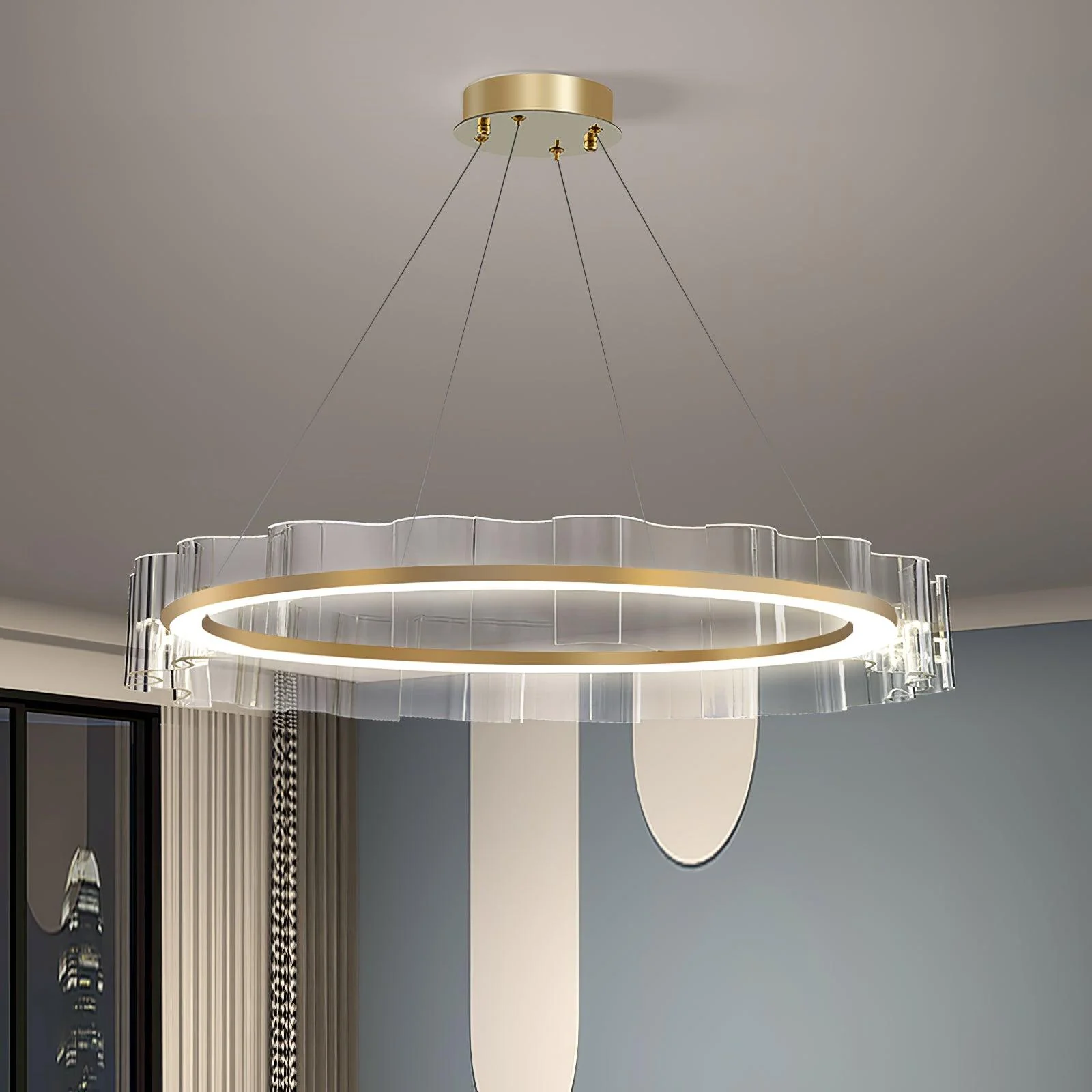 Acoustic Postmodern Luxury Water Wave Glass Chandelier - Image 12