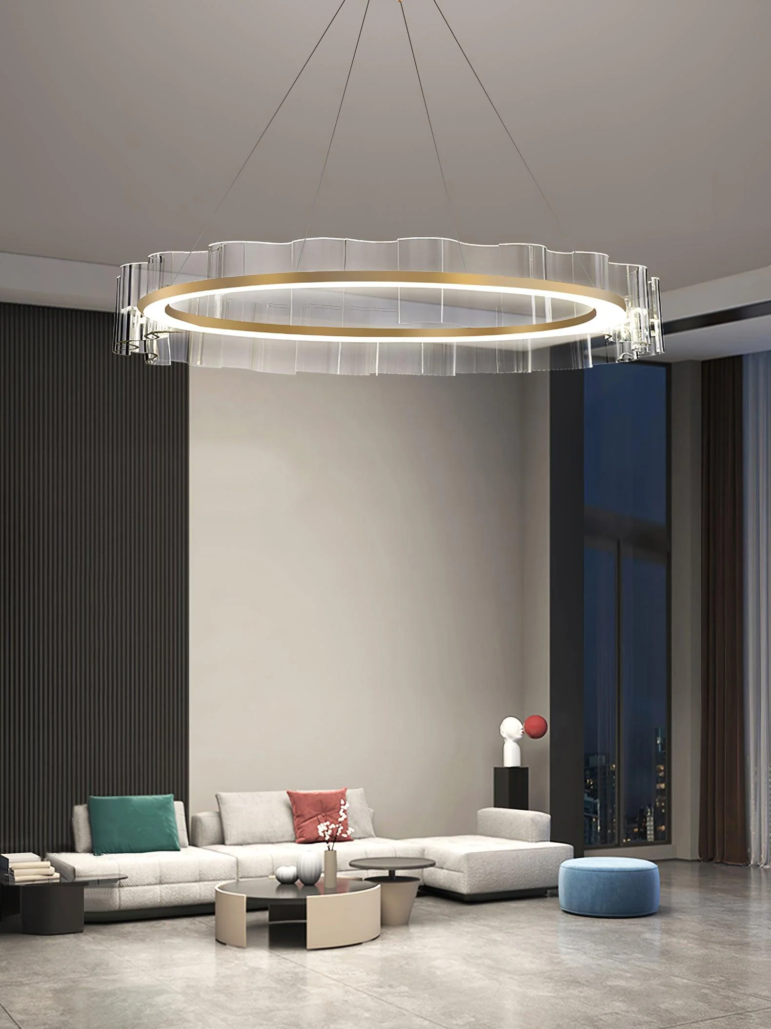 Acoustic Postmodern Luxury Water Wave Glass Chandelier - Image 2