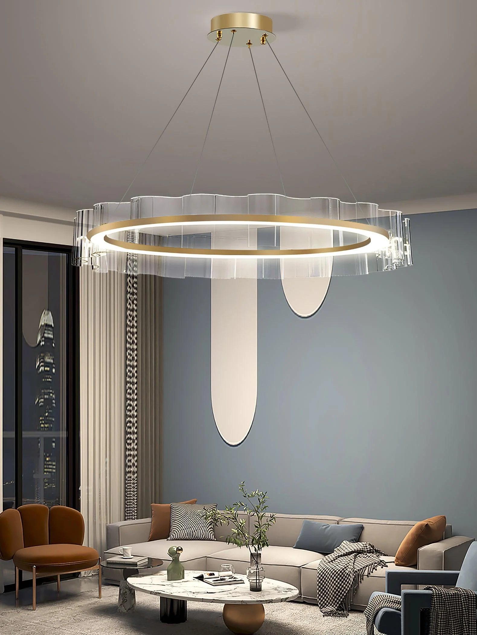 Acoustic Postmodern Luxury Water Wave Glass Chandelier - Image 4