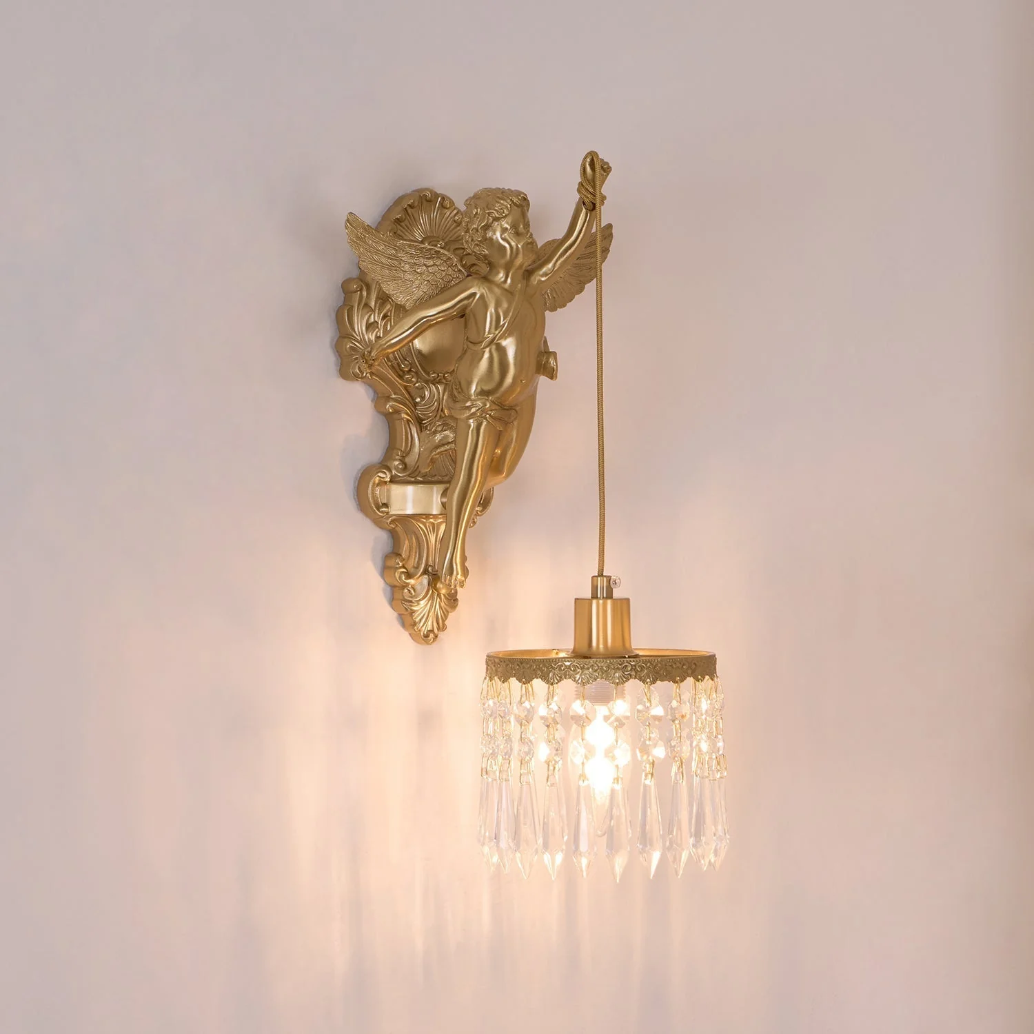 Aged Flying Angel Glass Wall Light - Image 16