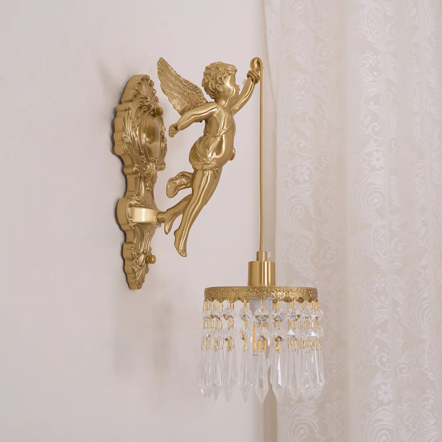 Aged Flying Angel Glass Wall Light - Image 18