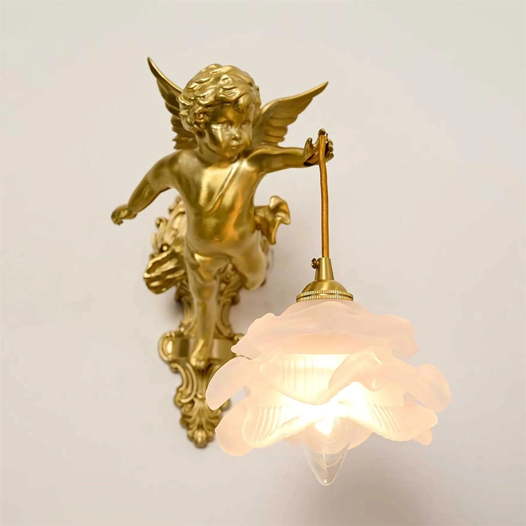 Aged Flying Angel Glass Wall Light - Image 22