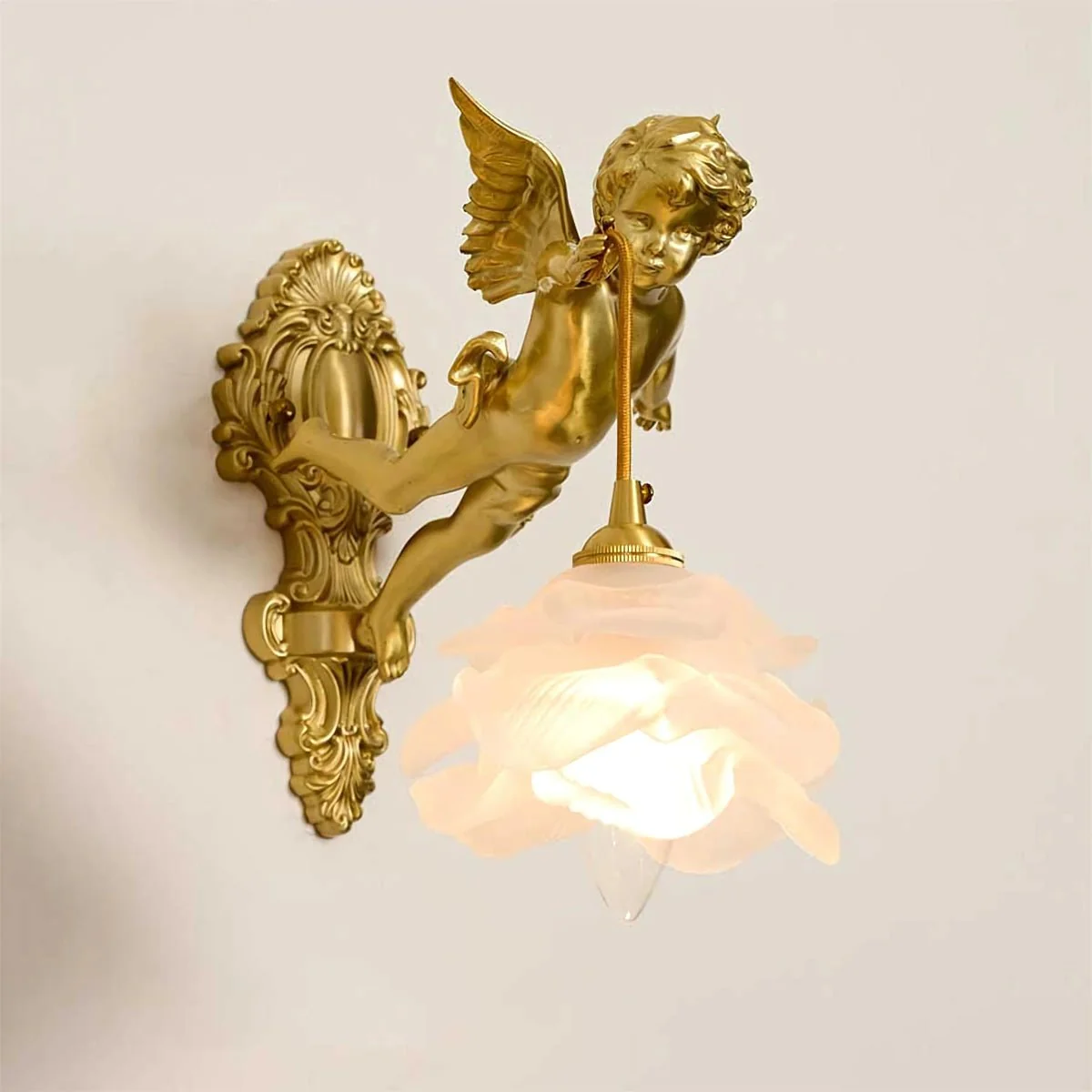 Aged Flying Angel Glass Wall Light - Image 24