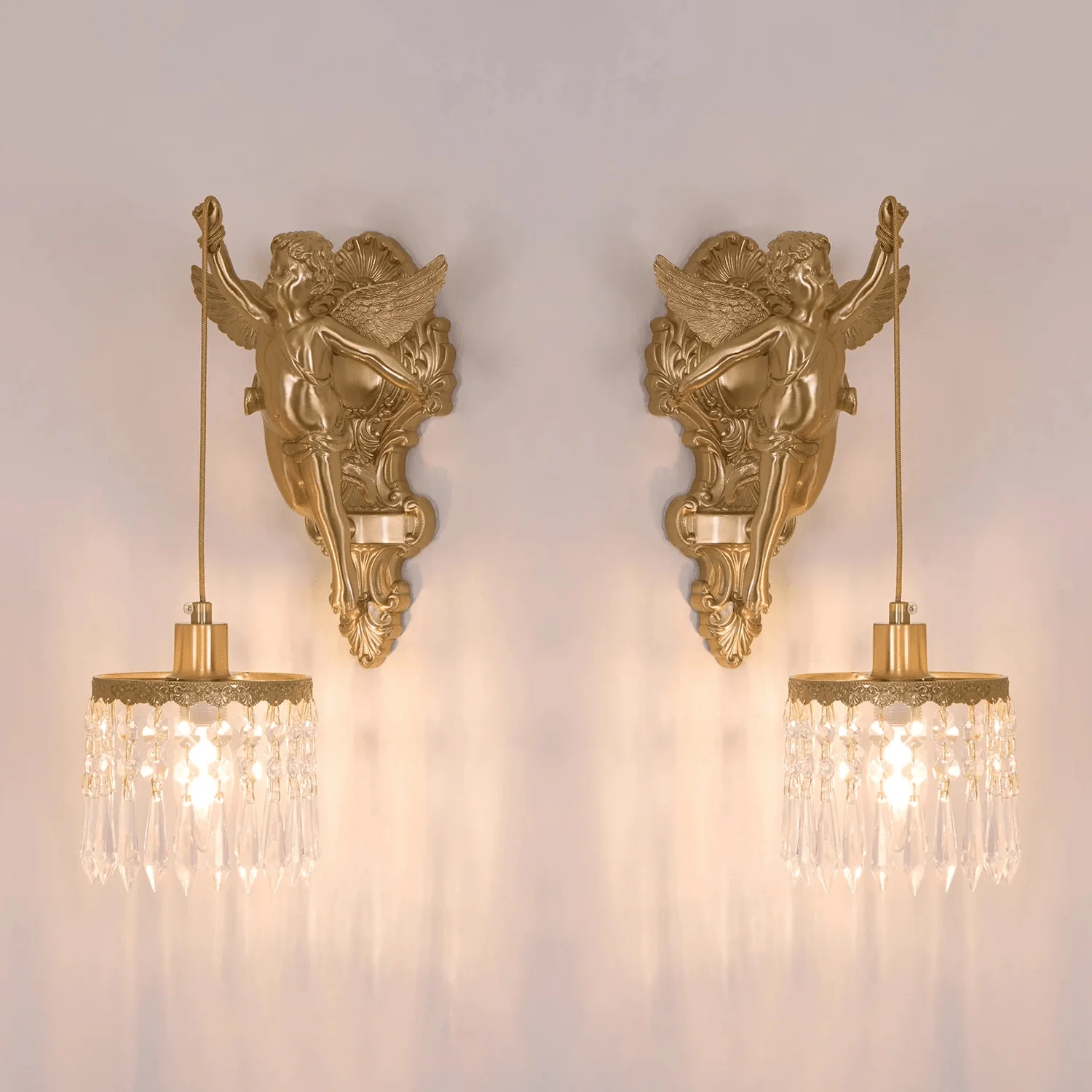 Aged Flying Angel Glass Wall Light - Image 25
