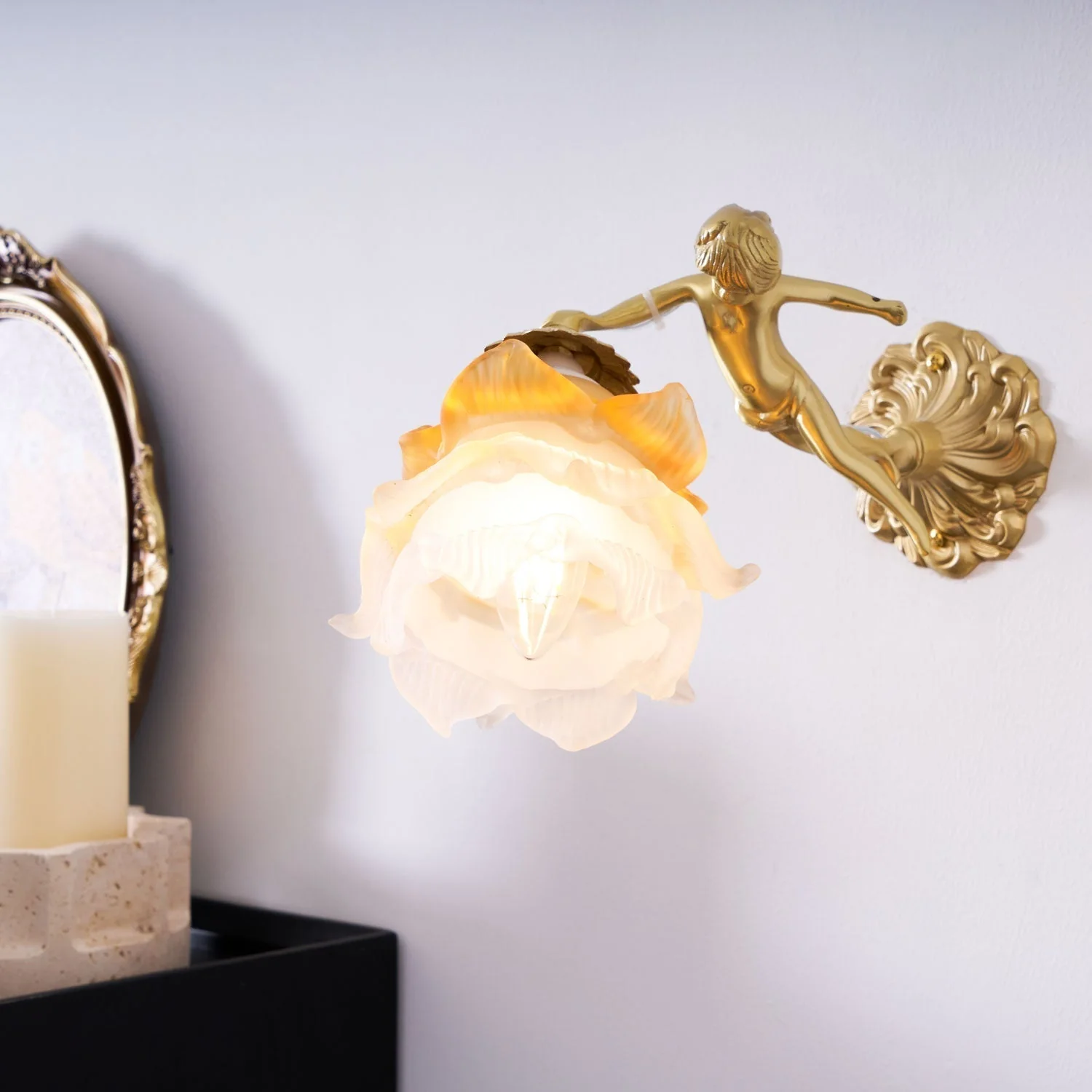 Aged Flying Angel Glass Wall Light - Image 27