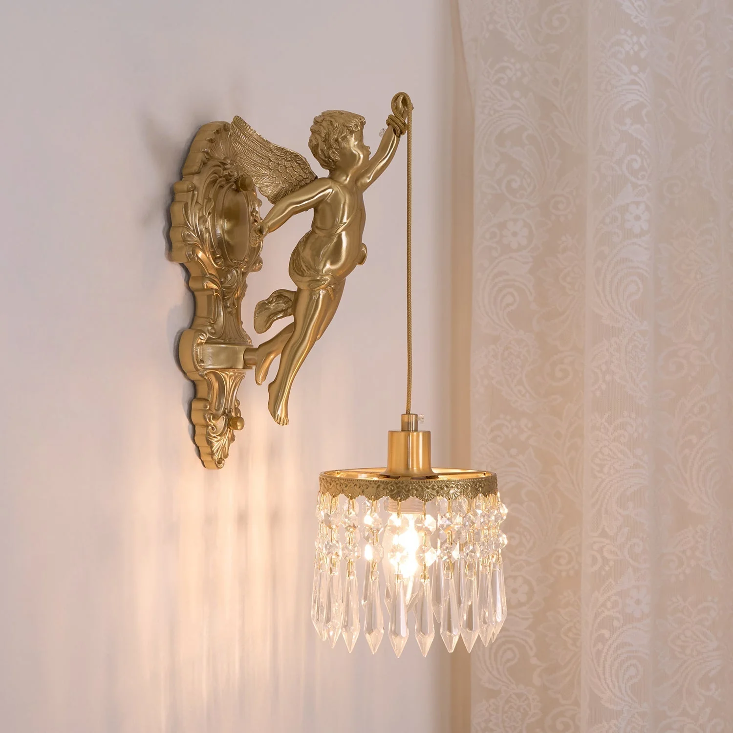 Aged Flying Angel Glass Wall Light - Image 28
