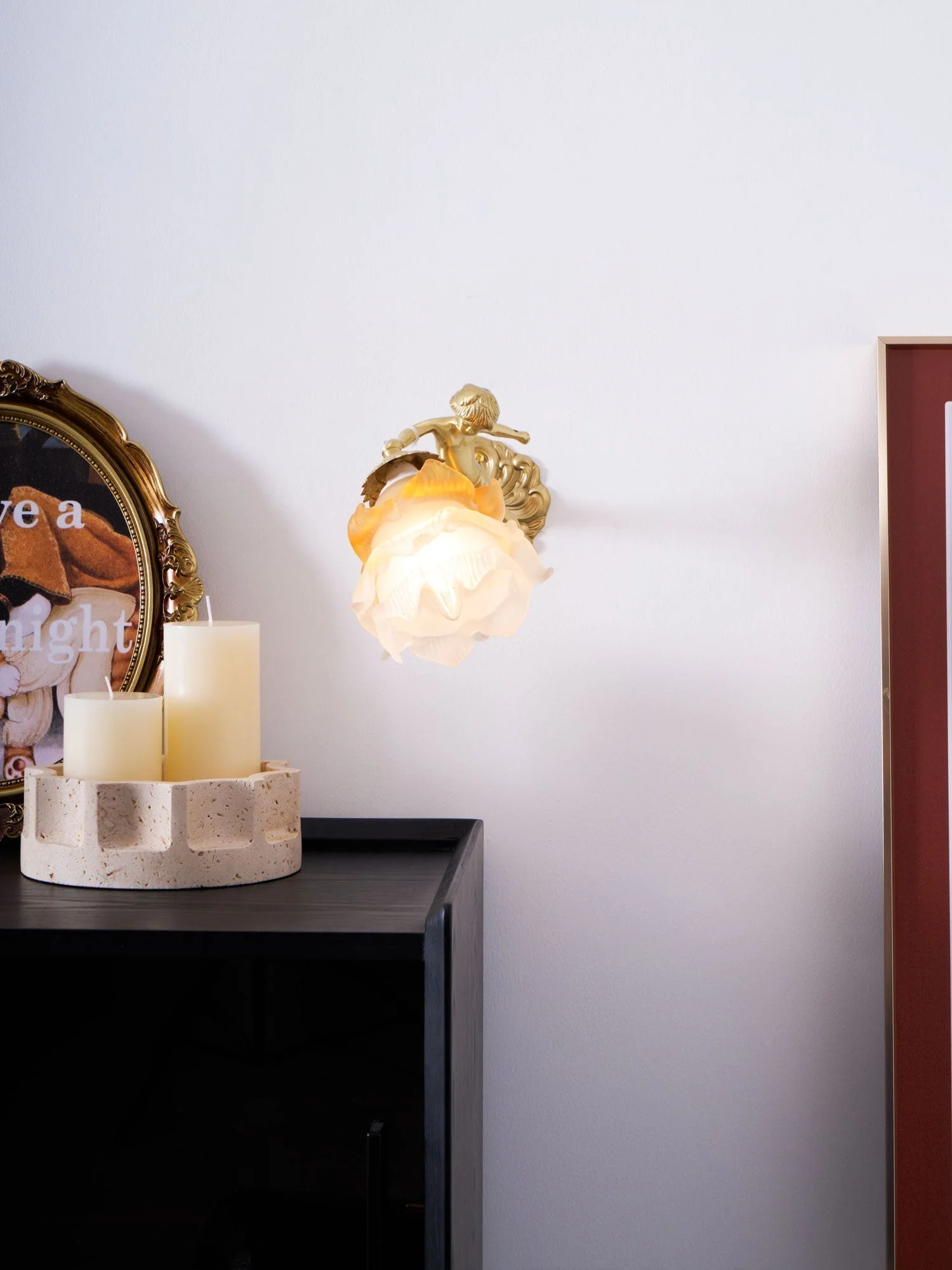 Aged Flying Angel Glass Wall Light - Image 29