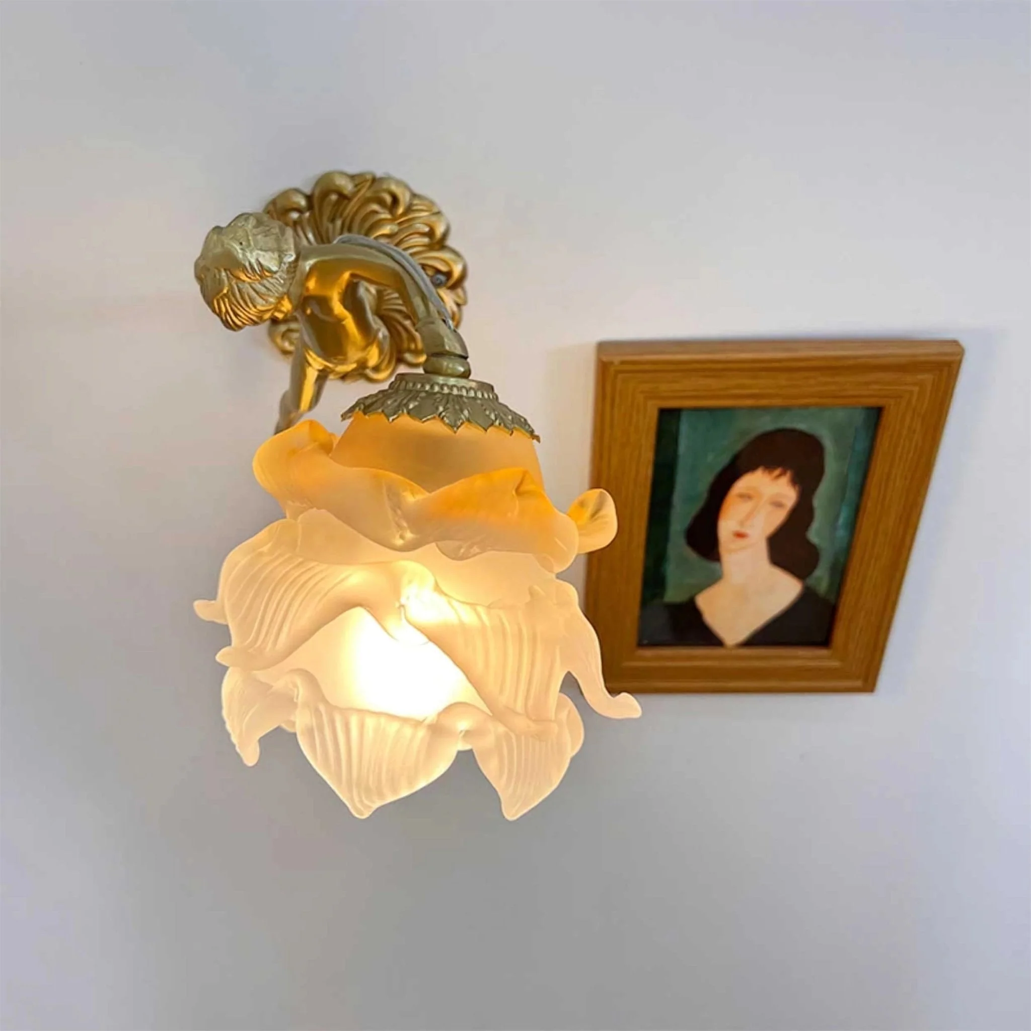 Aged Flying Angel Glass Wall Light - Image 3