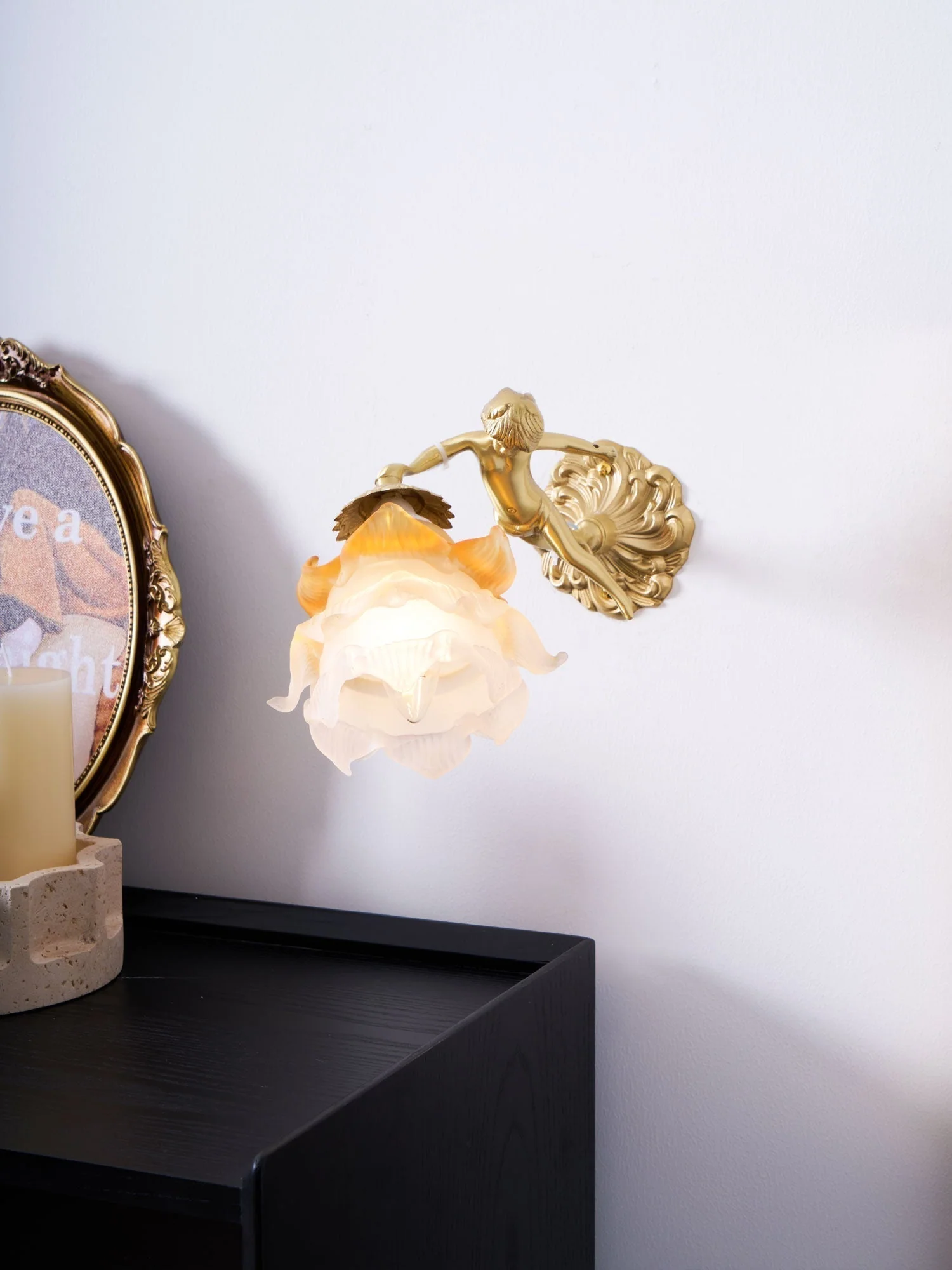 Aged Flying Angel Glass Wall Light - Image 31