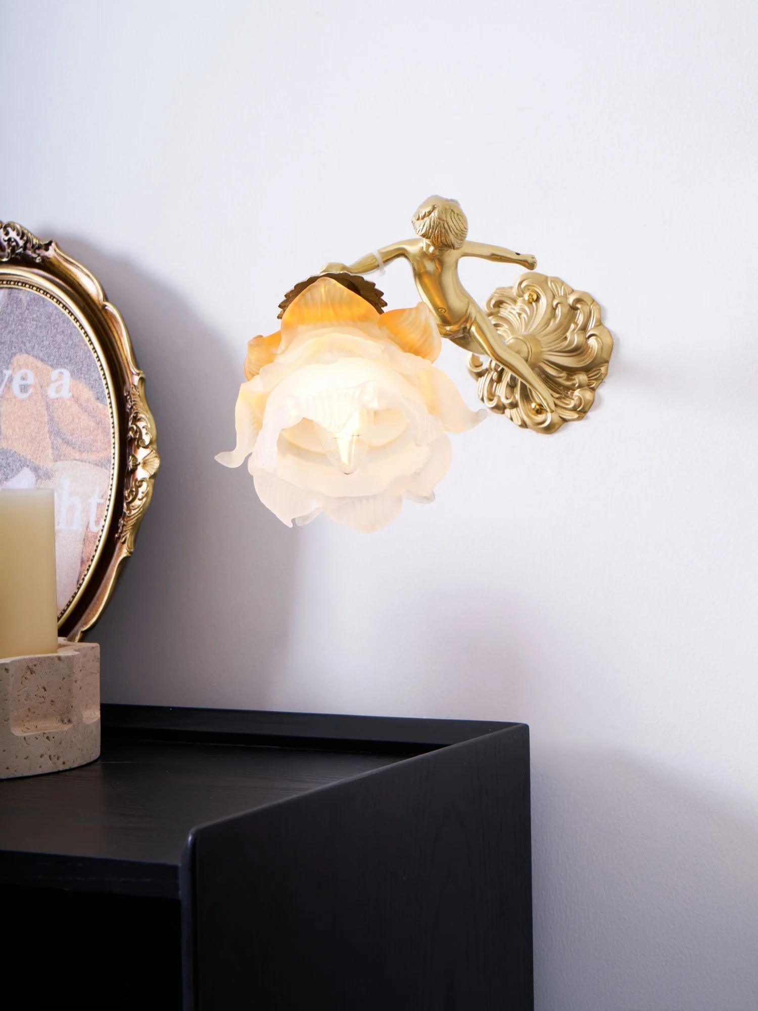 Aged Flying Angel Glass Wall Light - Image 32
