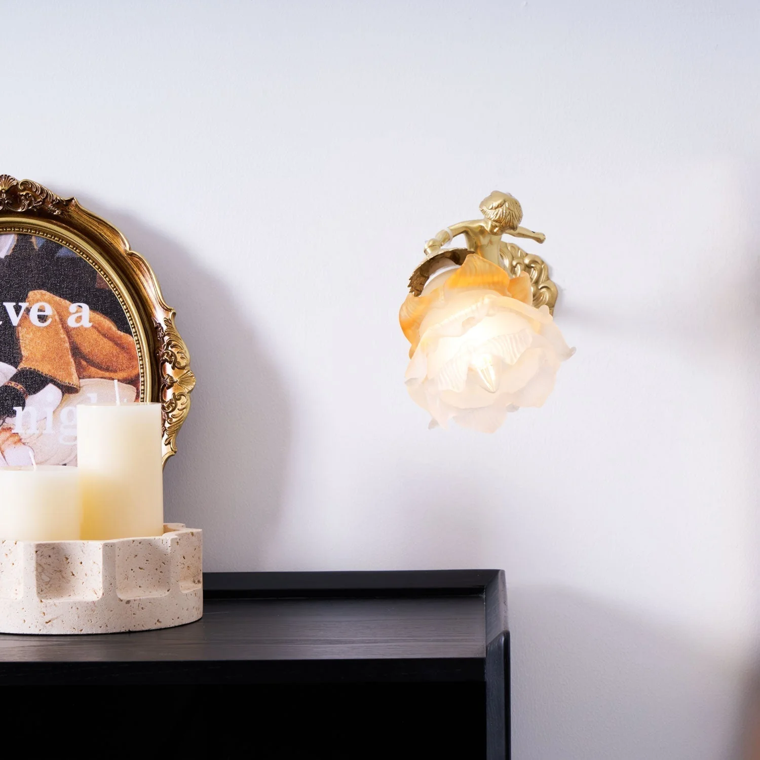 Aged Flying Angel Glass Wall Light - Image 36