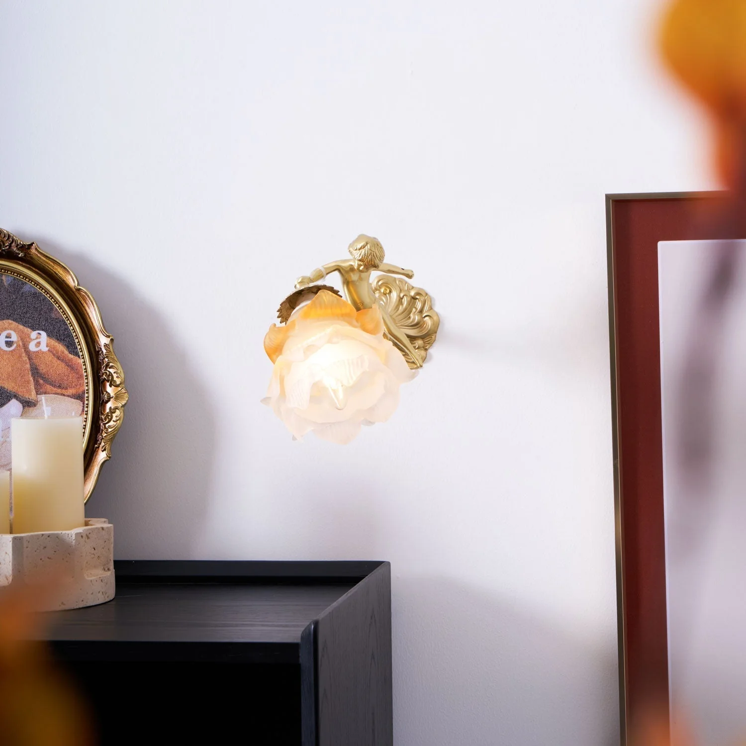 Aged Flying Angel Glass Wall Light - Image 37