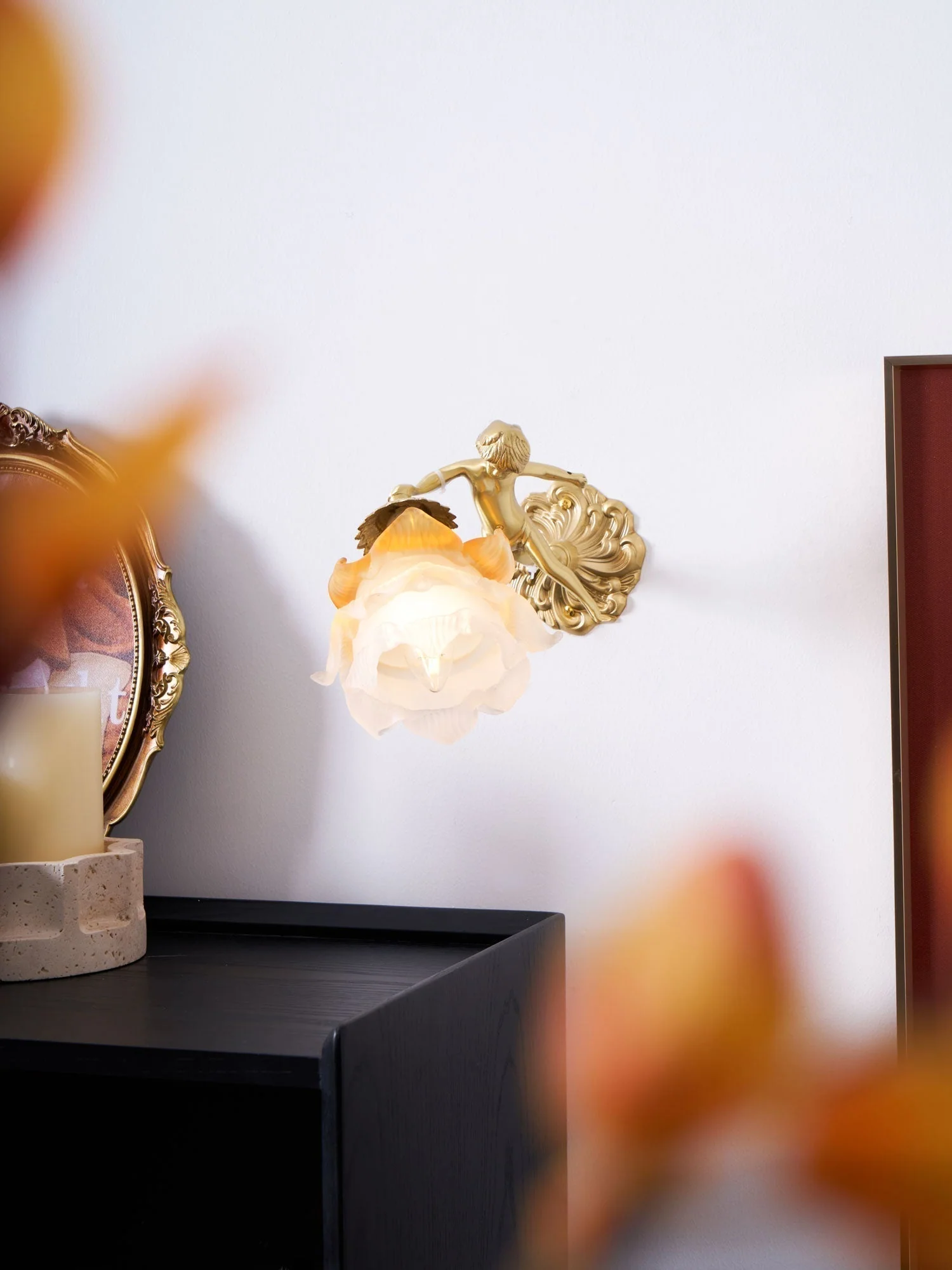 Aged Flying Angel Glass Wall Light - Image 38