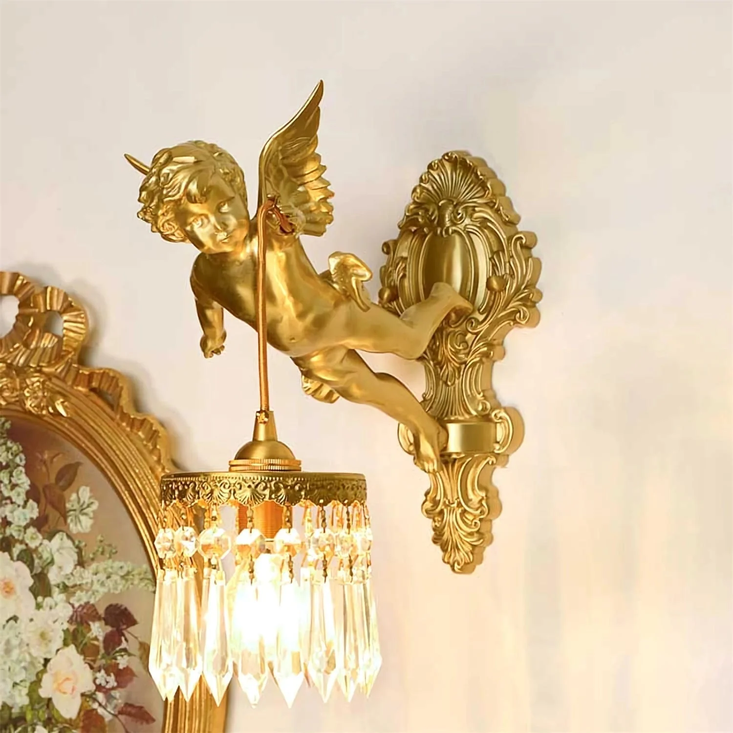 Aged Flying Angel Glass Wall Light - Image 4