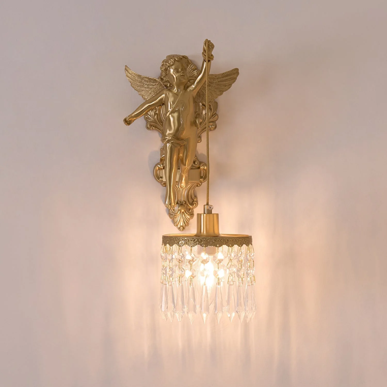 Aged Flying Angel Glass Wall Light - Image 40