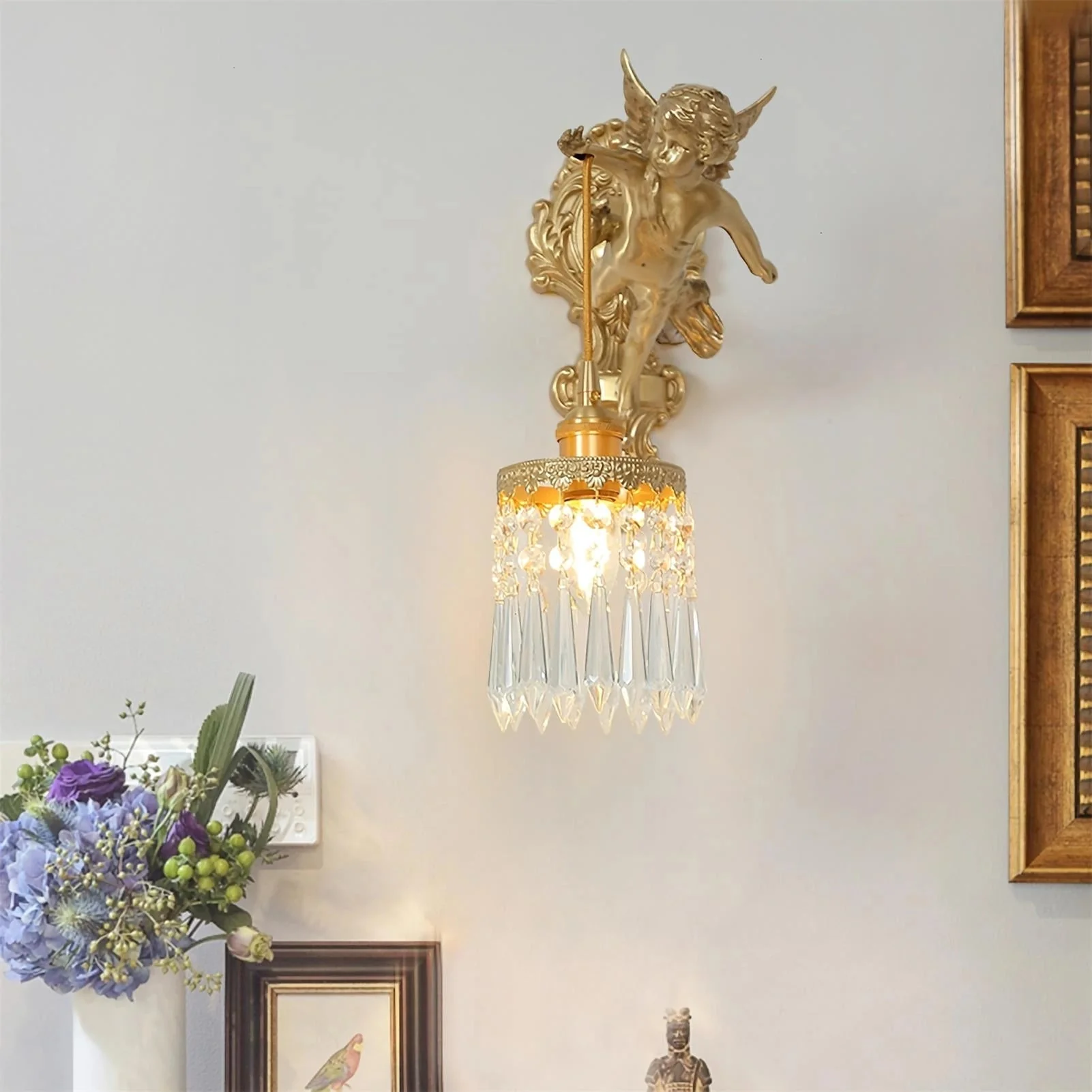 Aged Flying Angel Glass Wall Light - Image 45