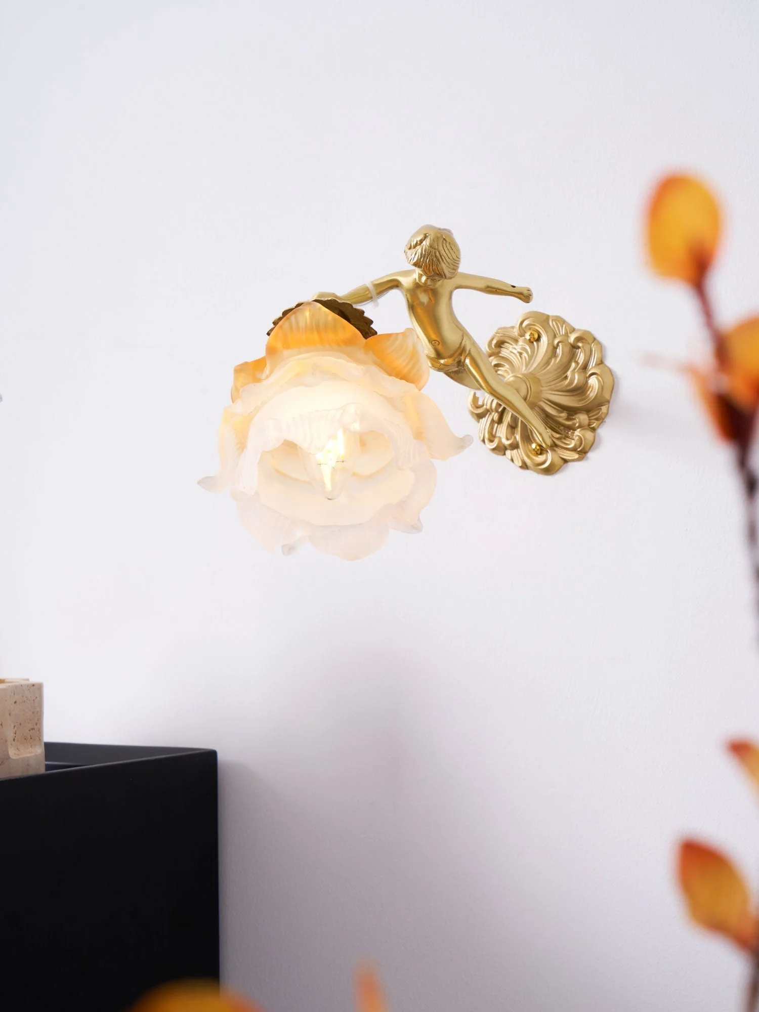 Aged Flying Angel Glass Wall Light - Image 46