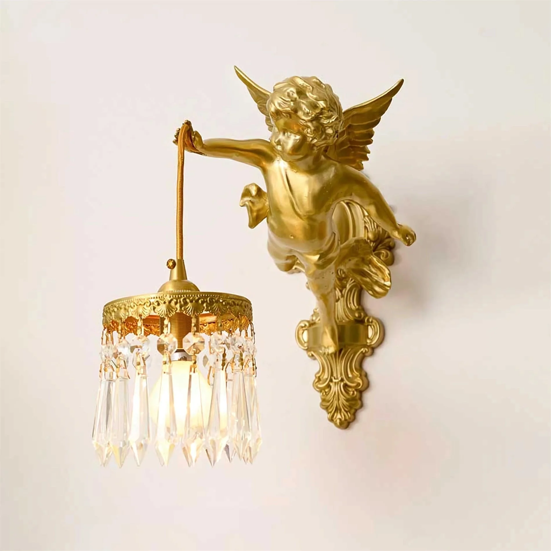 Aged Flying Angel Glass Wall Light - Image 5