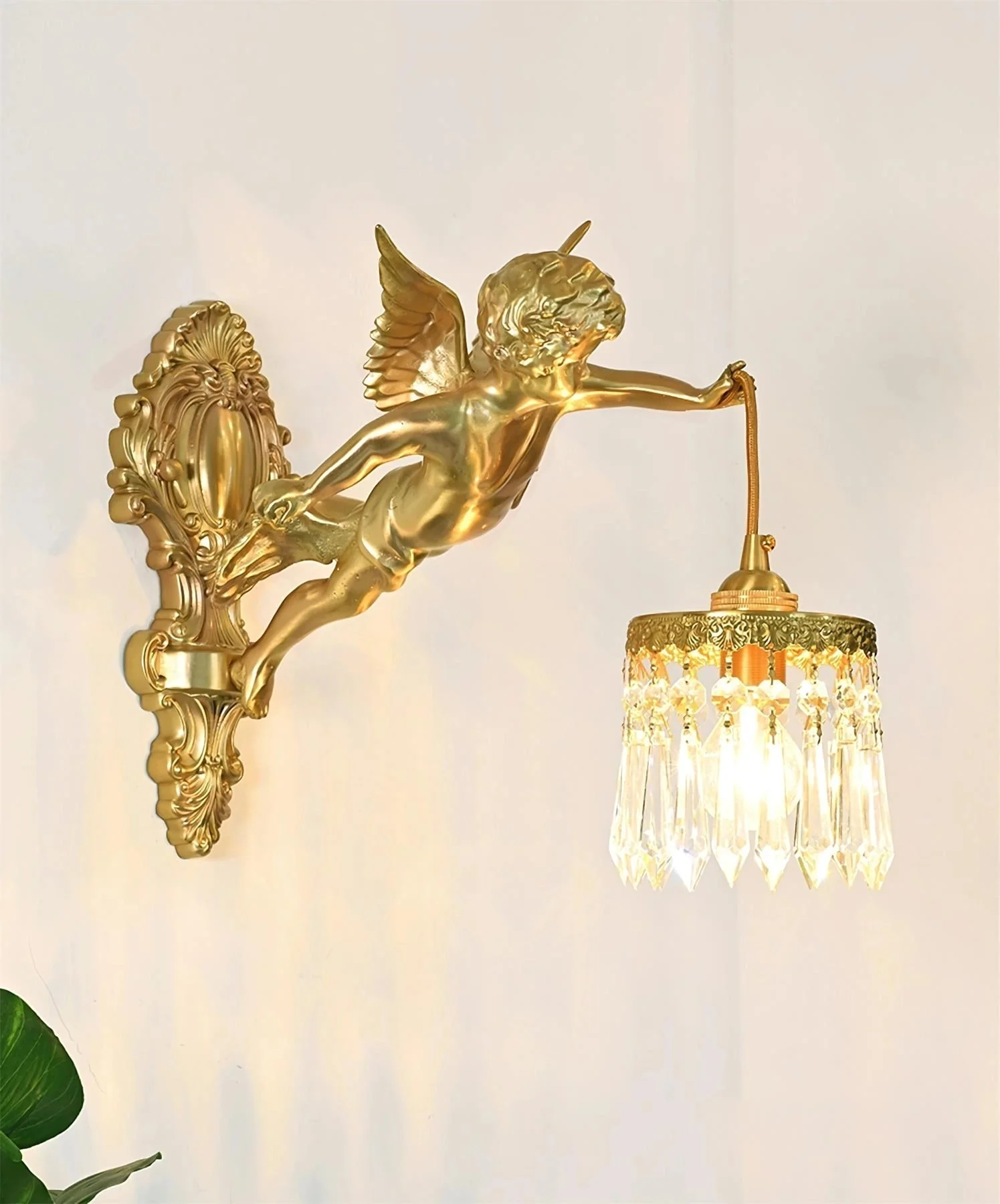 Aged Flying Angel Glass Wall Light - Image 51