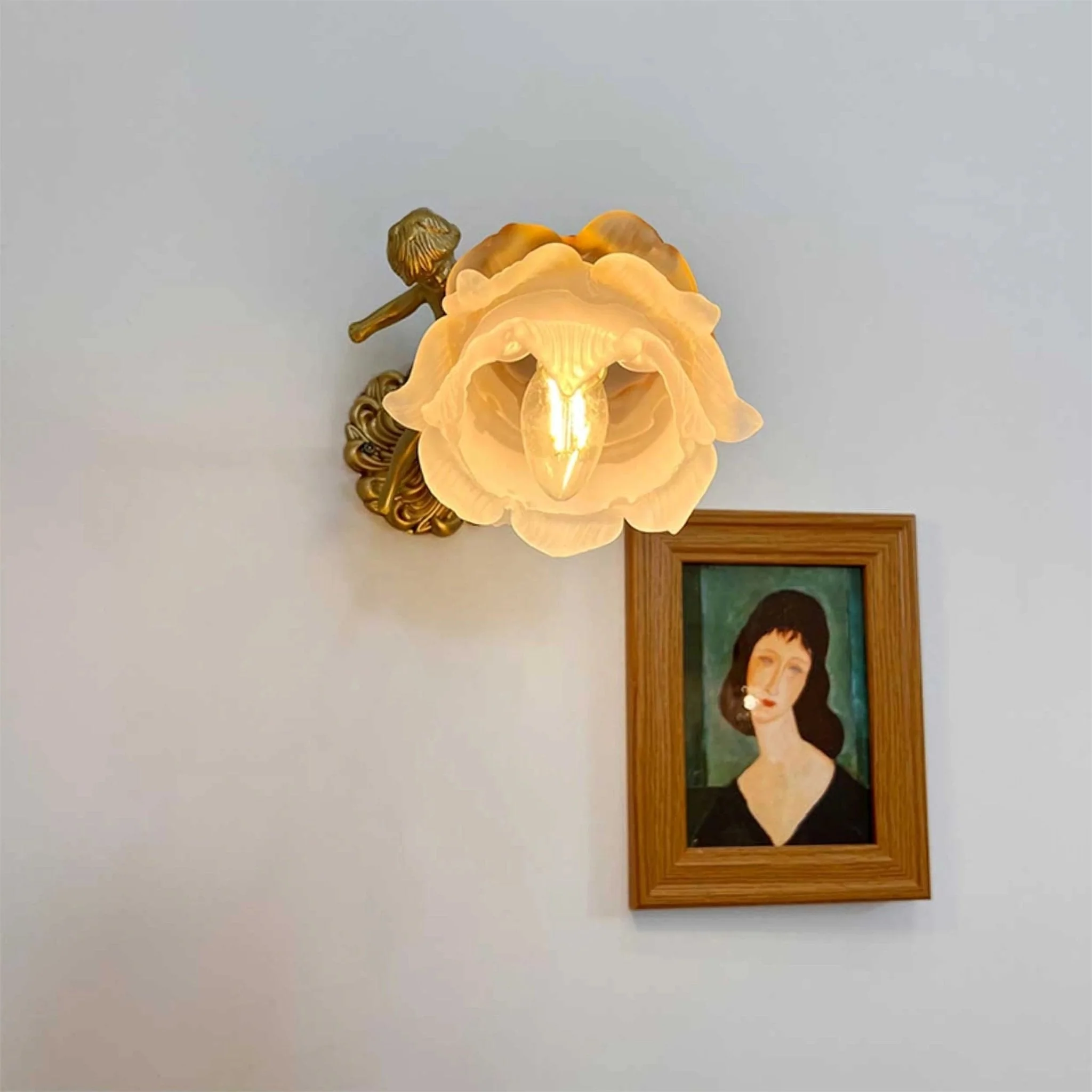 Aged Flying Angel Glass Wall Light - Image 53