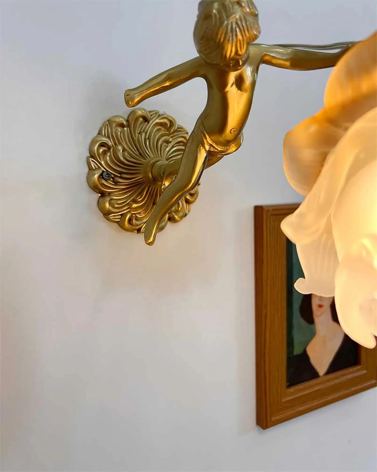 Aged Flying Angel Glass Wall Light - Image 54