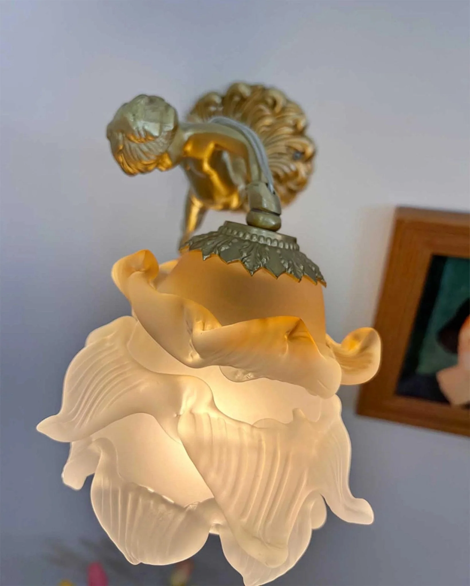Aged Flying Angel Glass Wall Light - Image 57