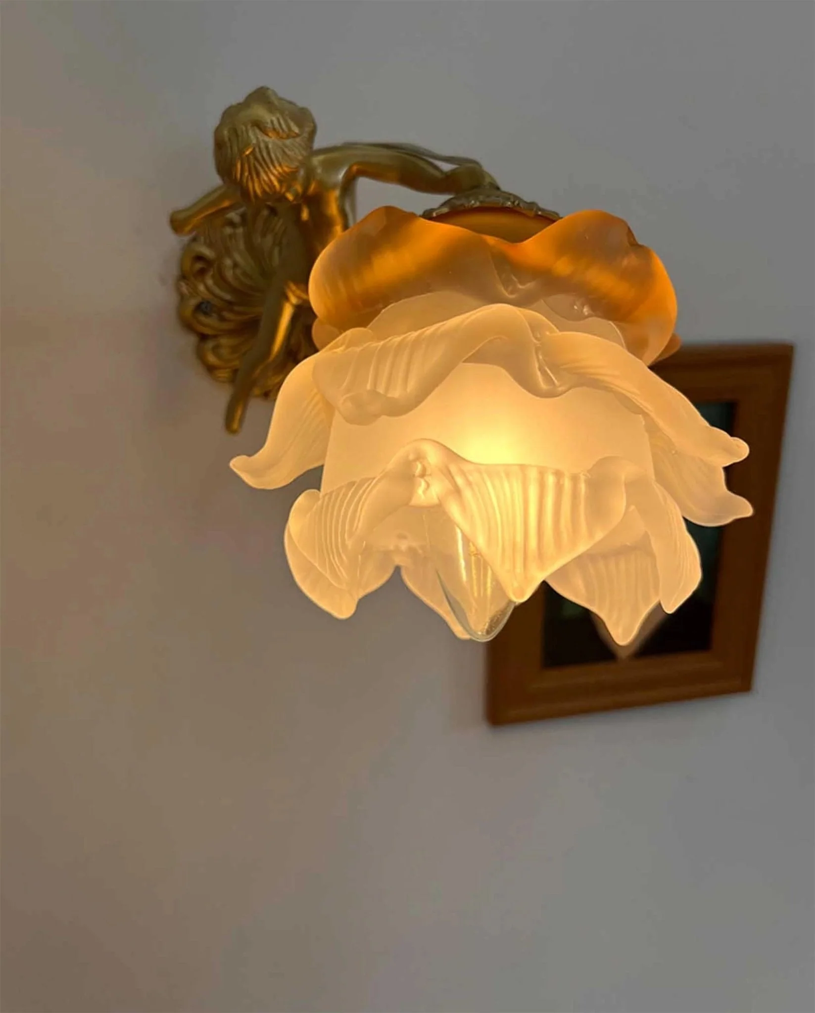 Aged Flying Angel Glass Wall Light - Image 6