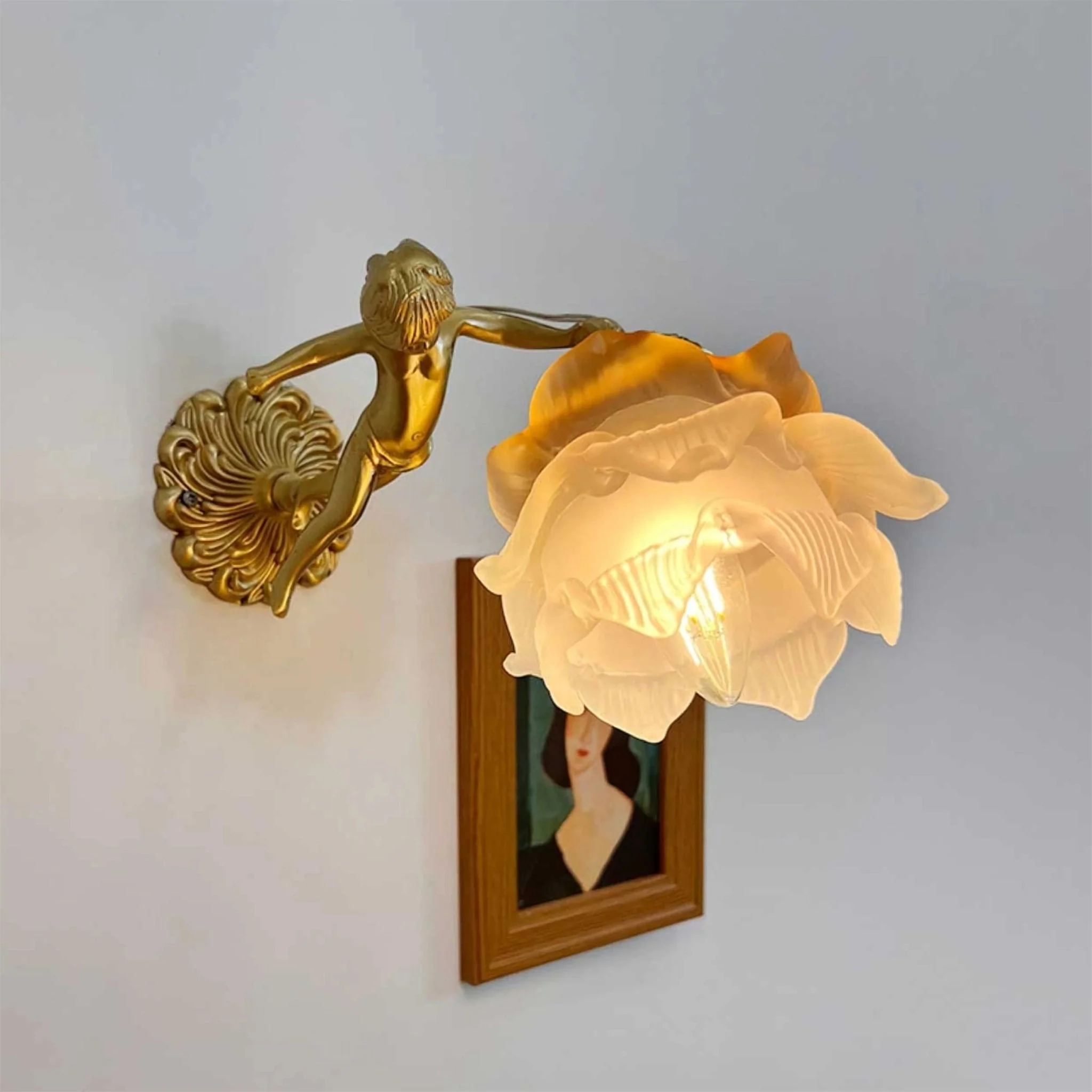 Aged Flying Angel Glass Wall Light - Image 7