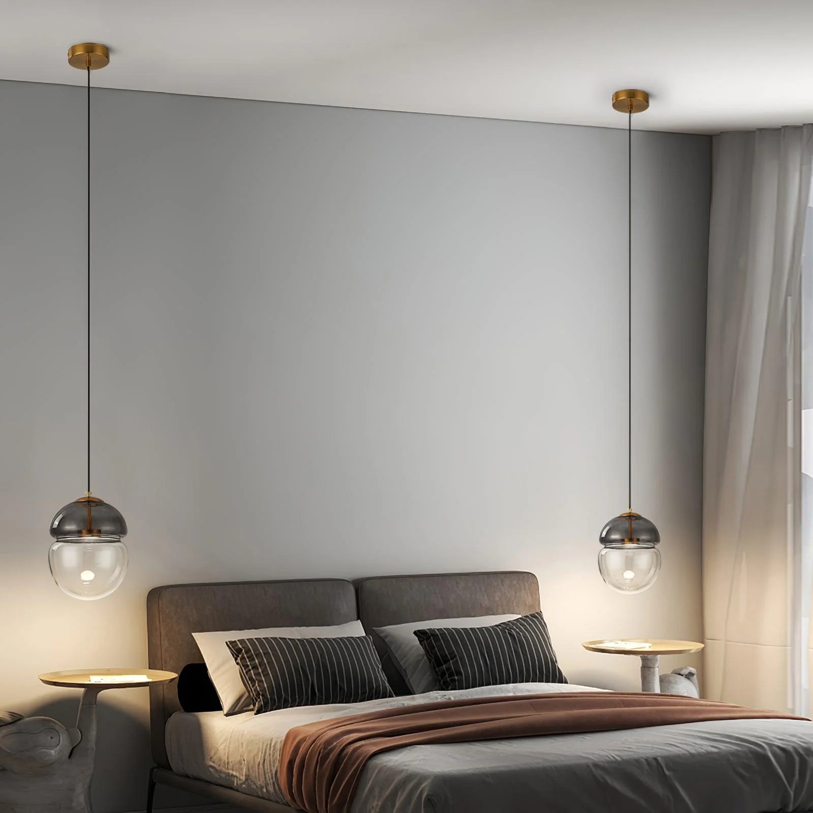 Aged Modern Minimalist Dome Glass Pendant Light - Image 6