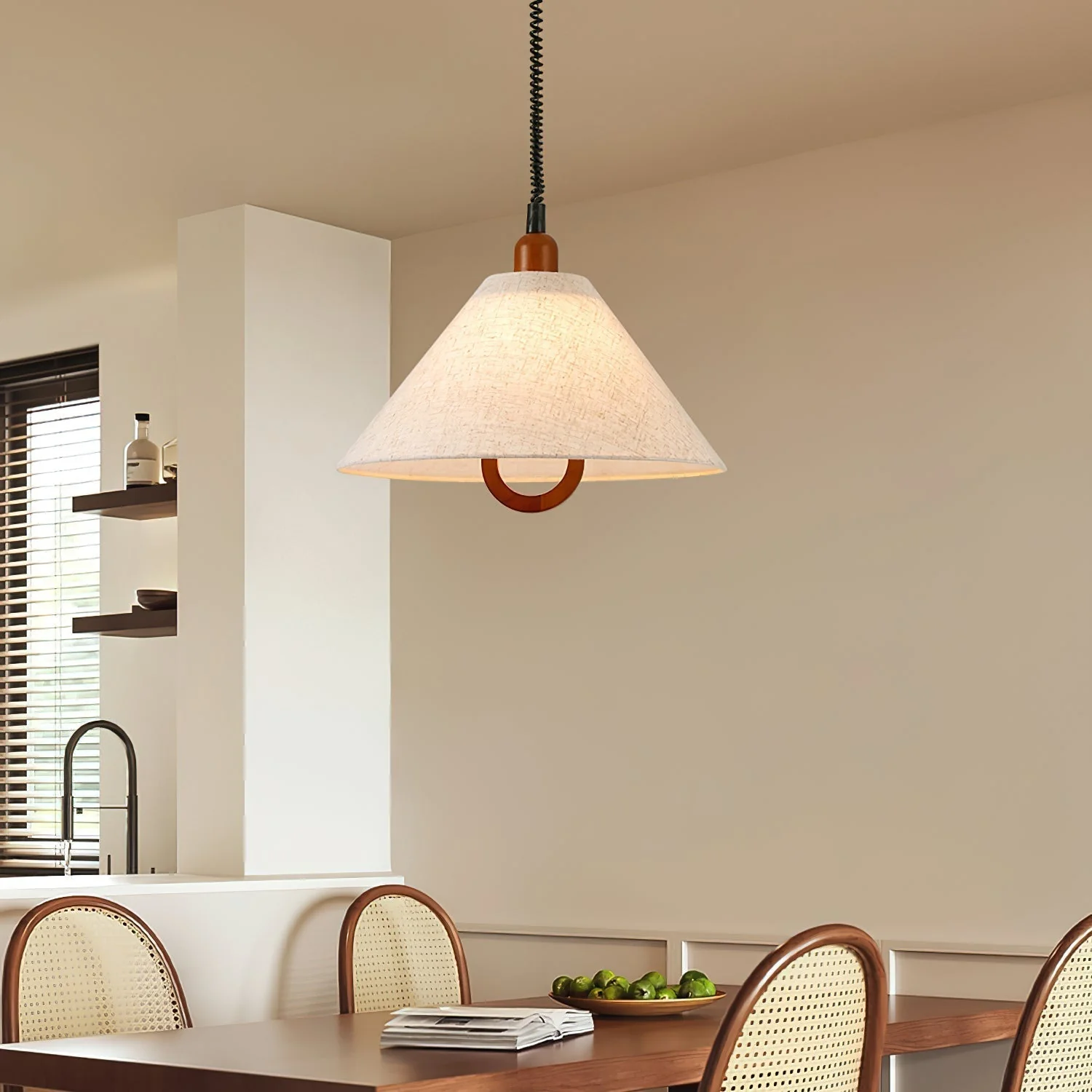 Alcaria Premium Nordic Art Fabric Wood Pendant Lamp - Image 13