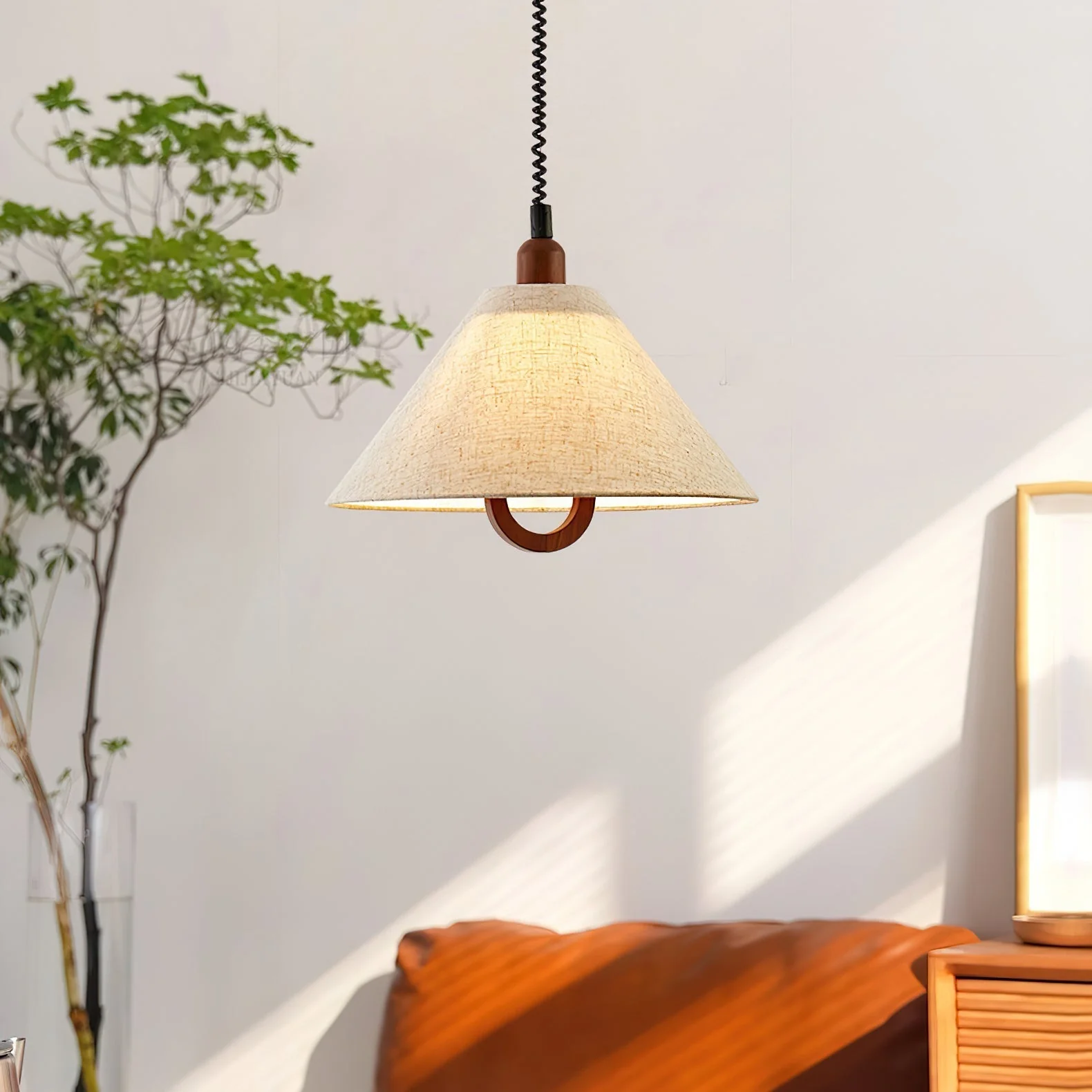 Alcaria Premium Nordic Art Fabric Wood Pendant Lamp - Image 26