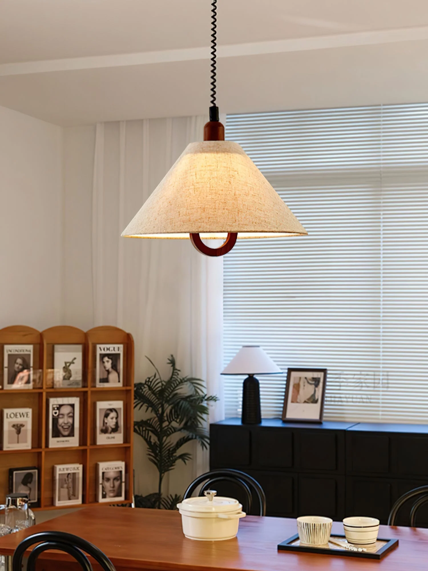 Alcaria Premium Nordic Art Fabric Wood Pendant Lamp - Image 9