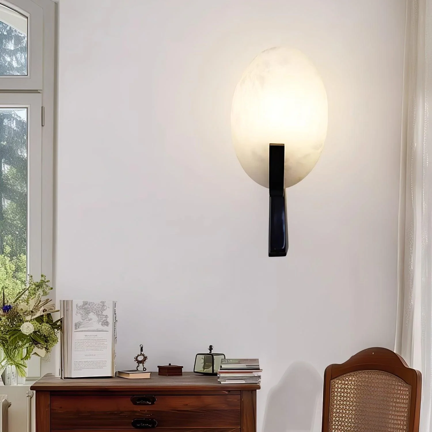 Alice Minimalist Alabaster Wall Light - Image 6