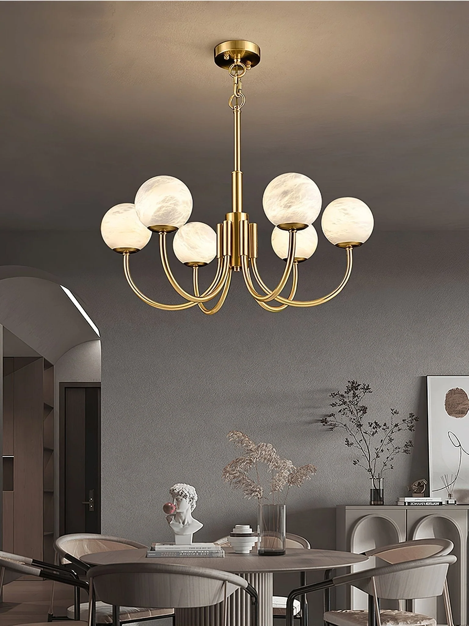 Alira Vintage Alabaster Chandelier Light - Image 29